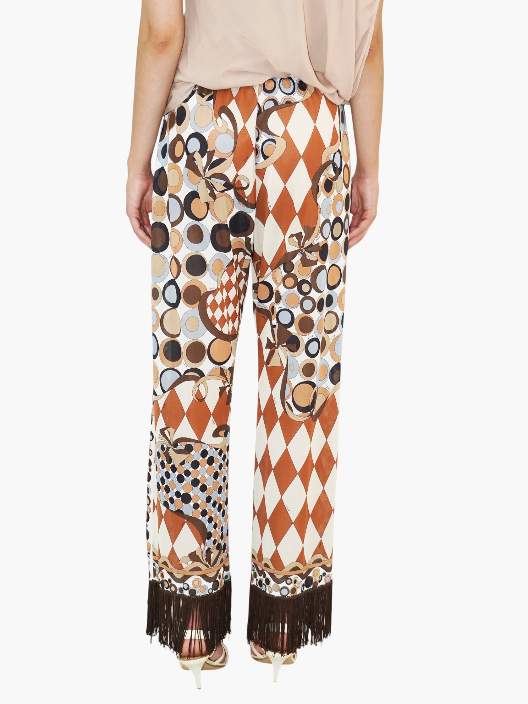 Printed Fringed Pants