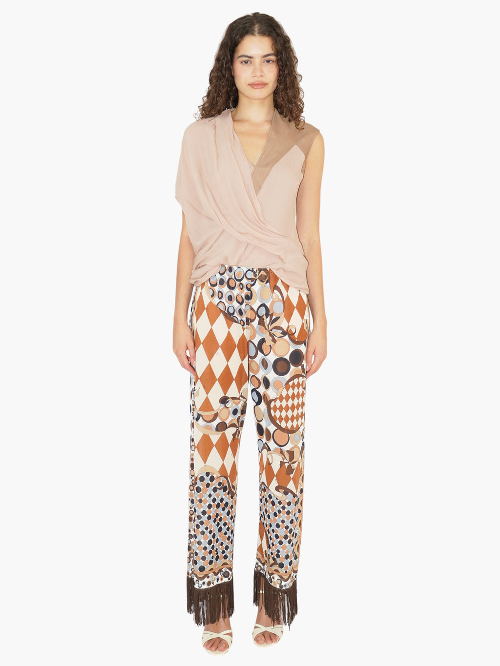 Printed Fringed Pants