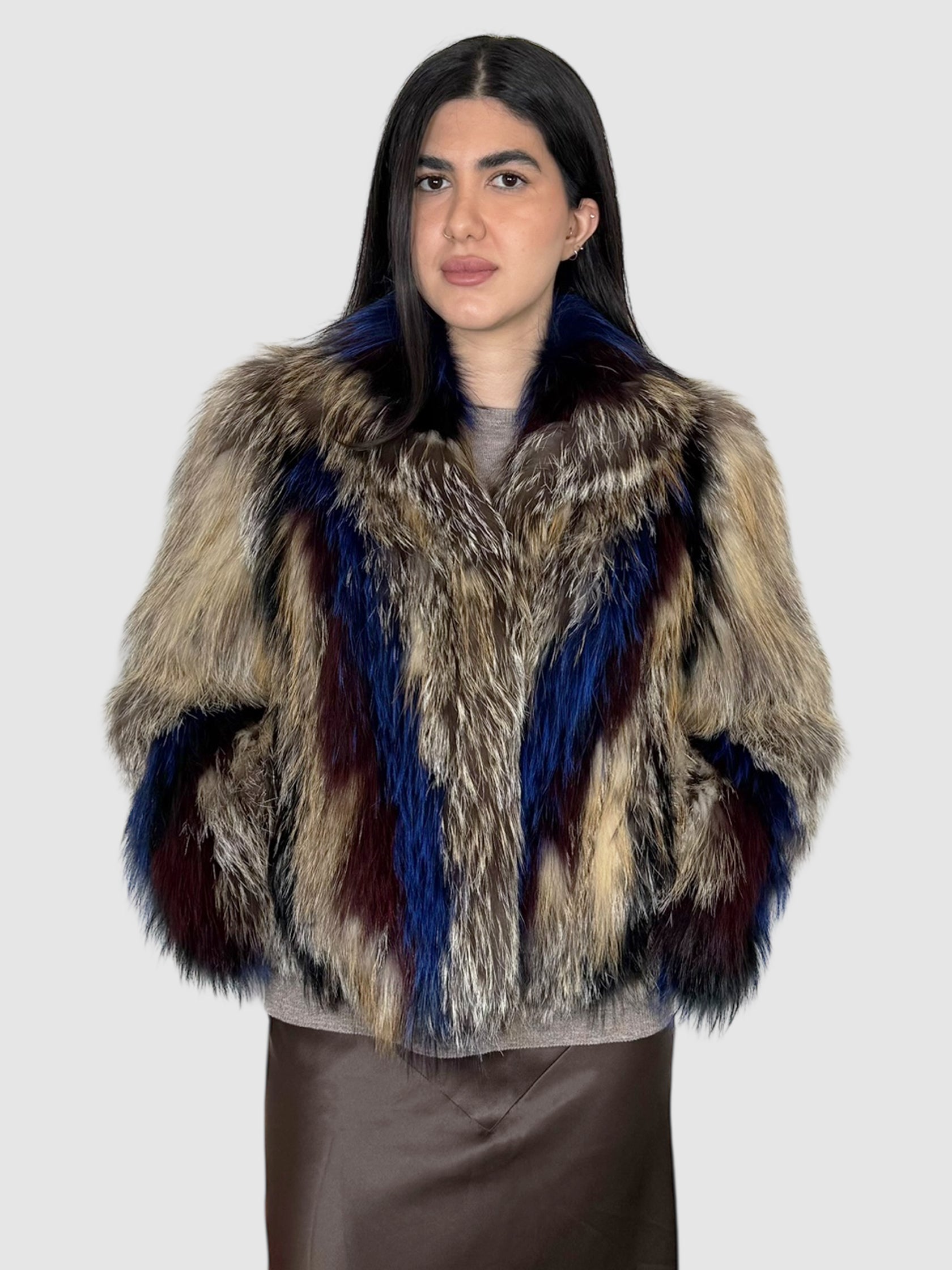 Chevron Fur Coat