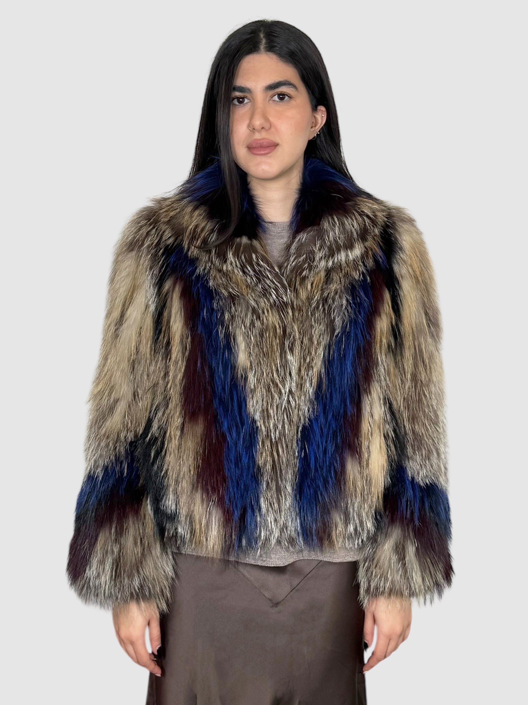 Chevron Fur Coat