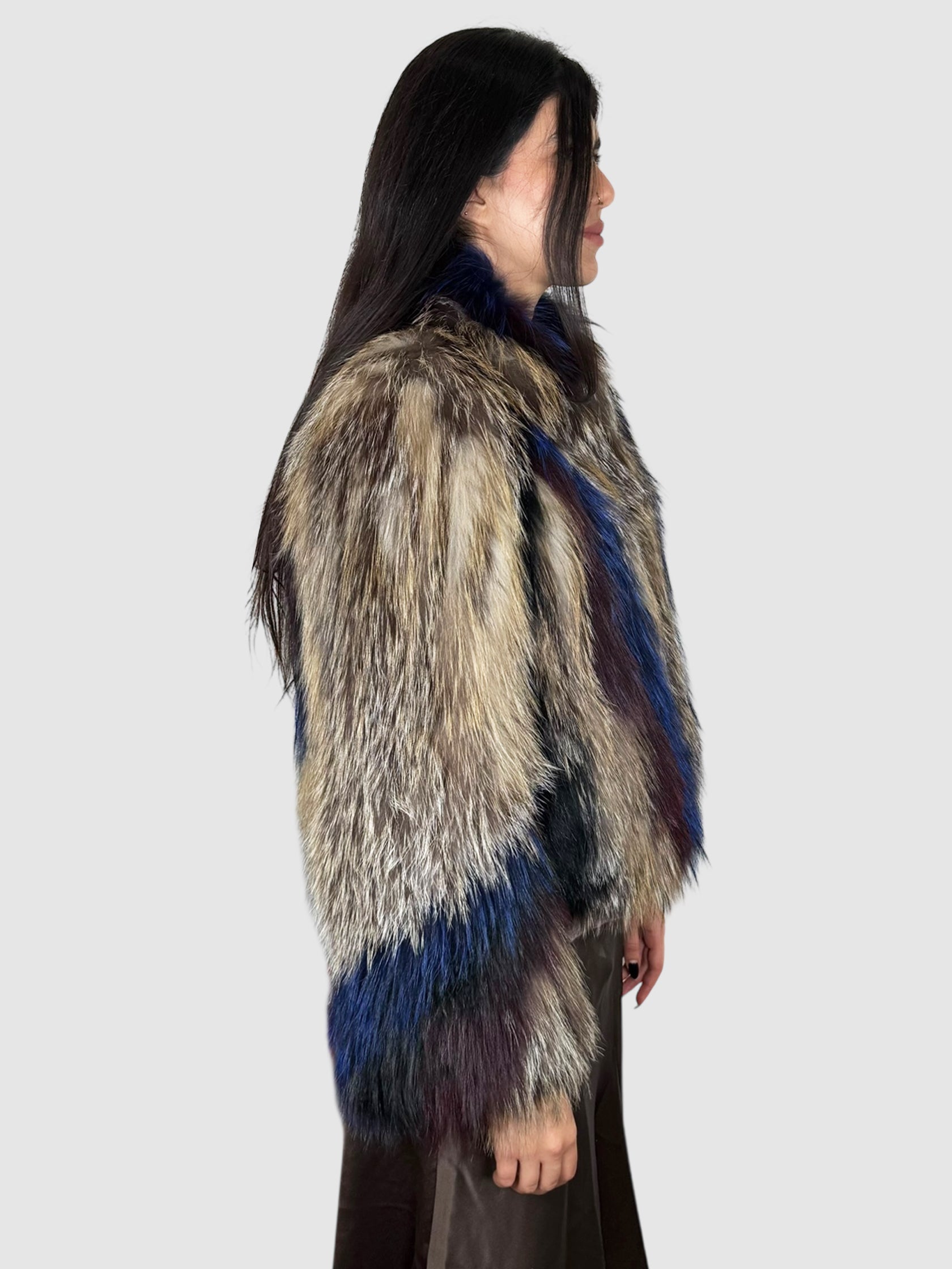 Chevron Fur Coat