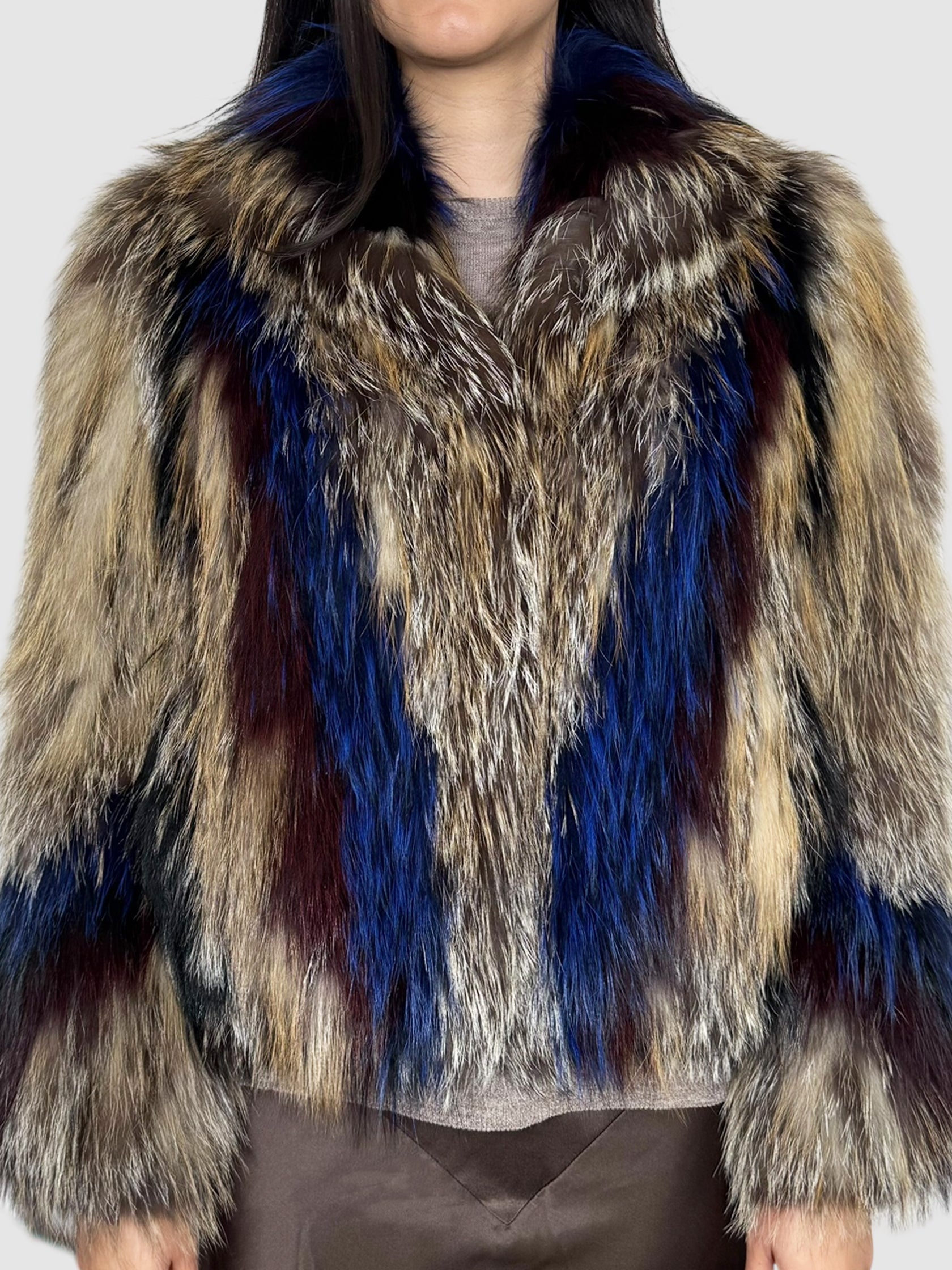 Chevron Fur Coat