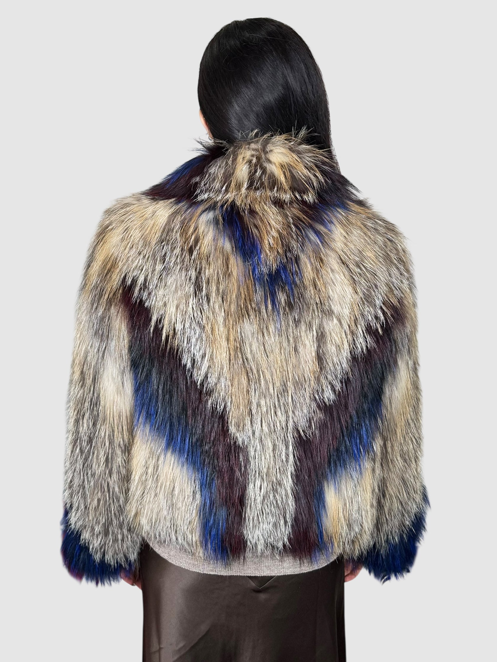 Chevron Fur Coat