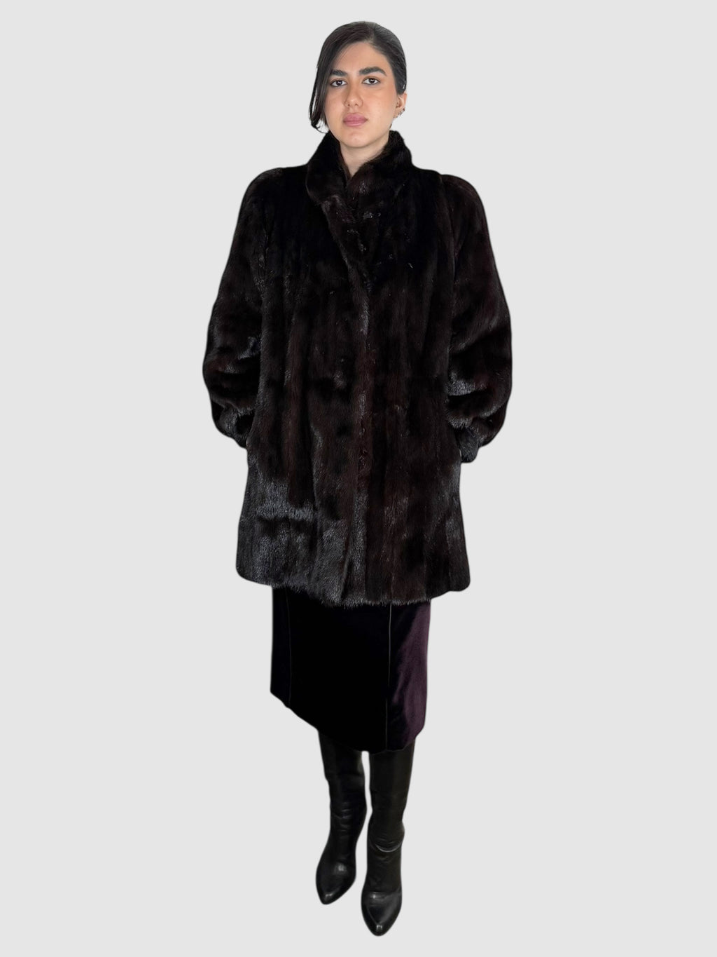 Mink Mock Neck Coat