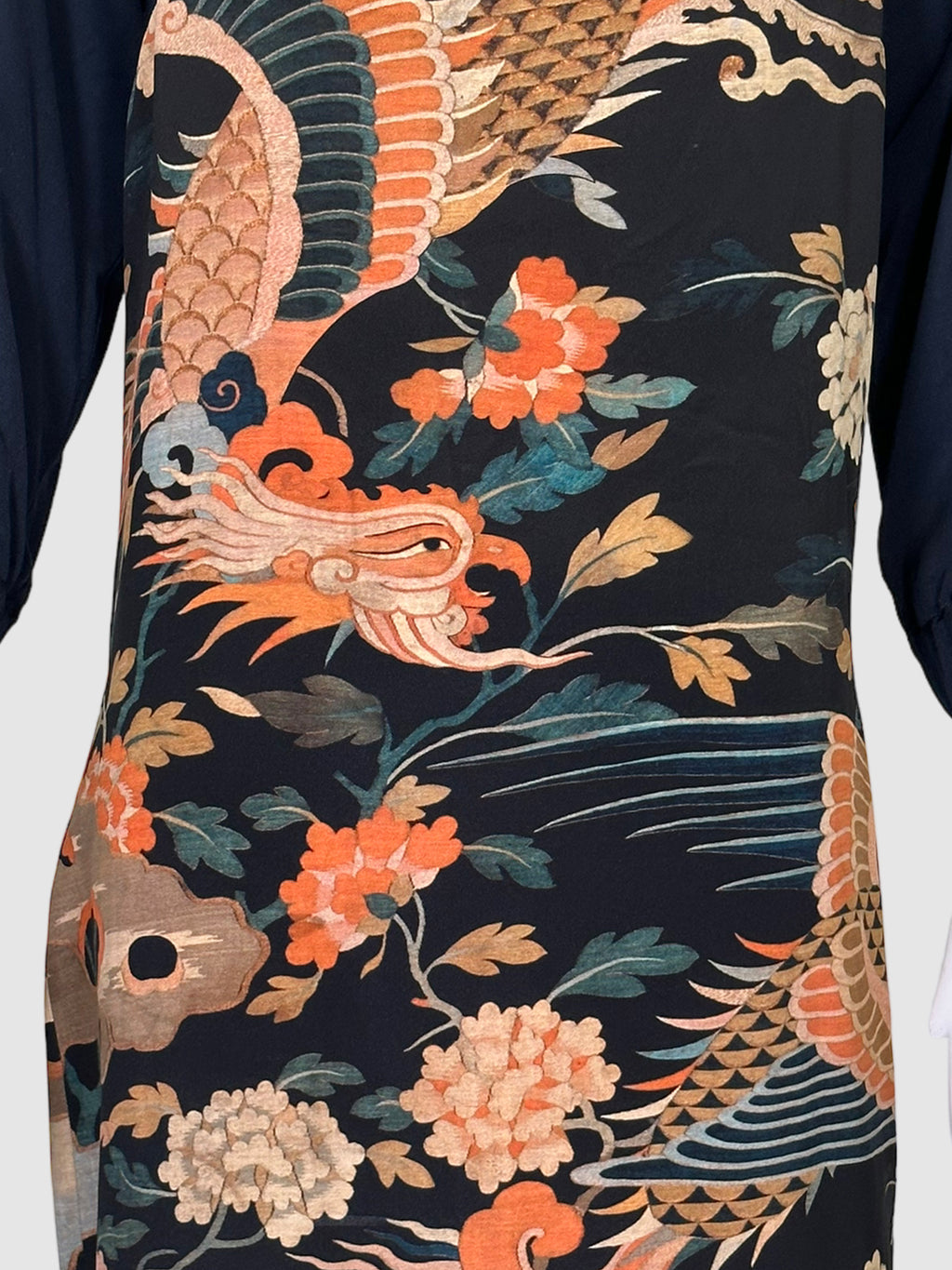 Printed Long Sleeve Midi Dress - Size 40