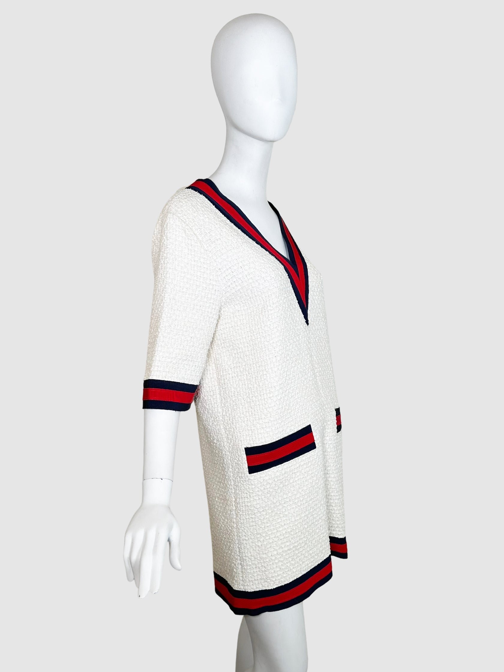 Contrast Trim Sweater Dress - Size 42