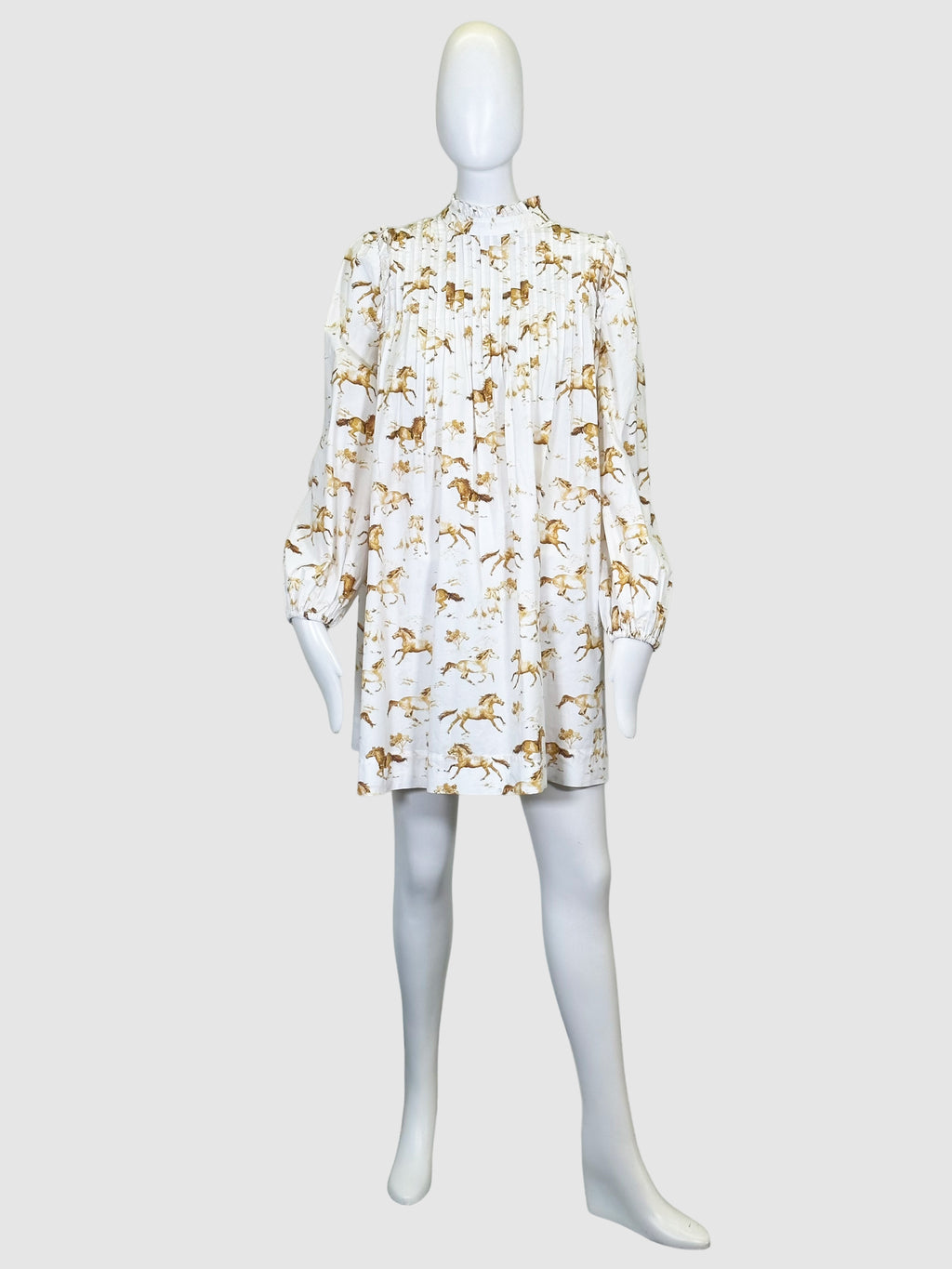 Ganni Horse Print Flared Dress - Size 40