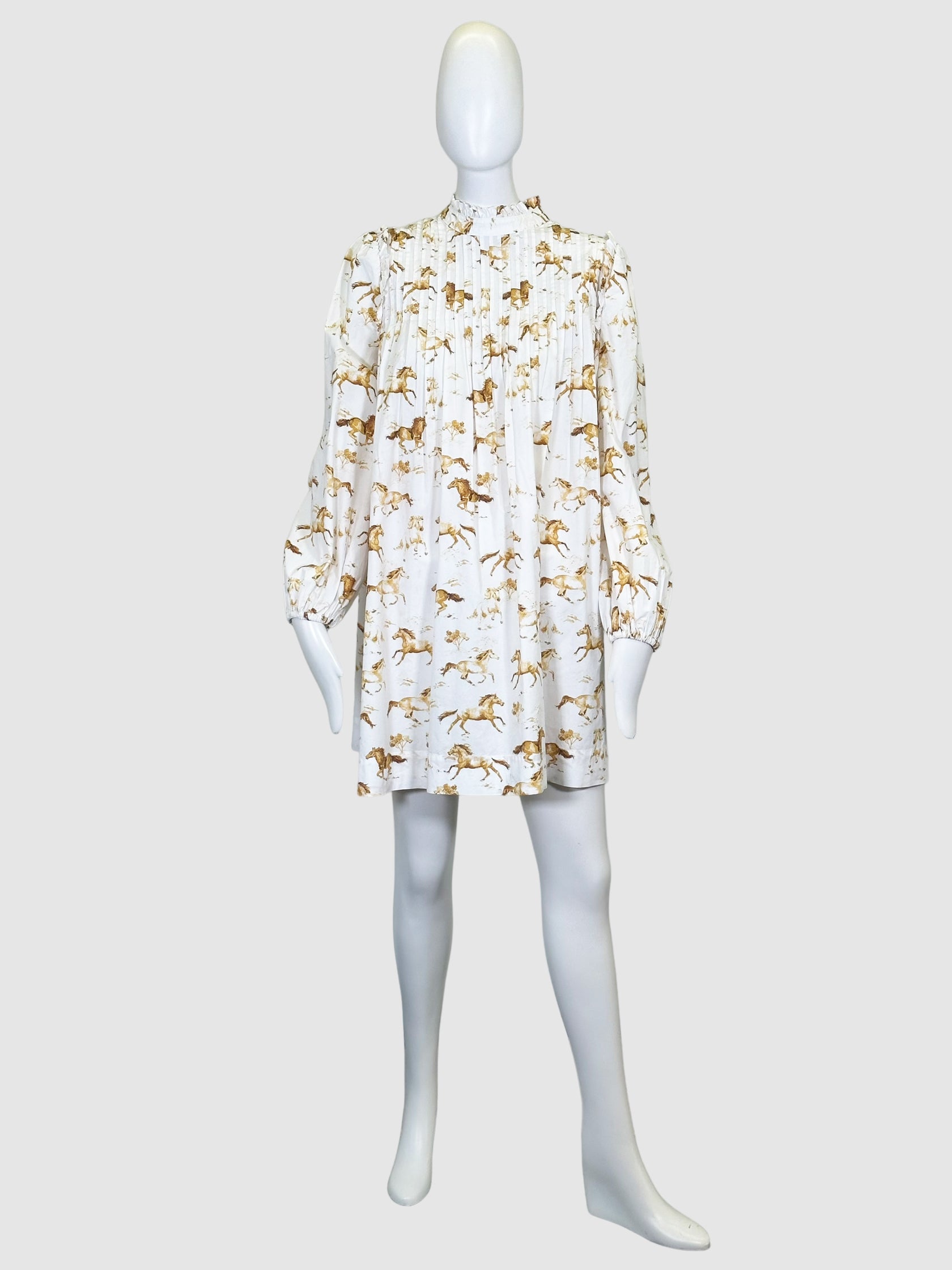 Ganni Horse Print Flared Dress - Size 40