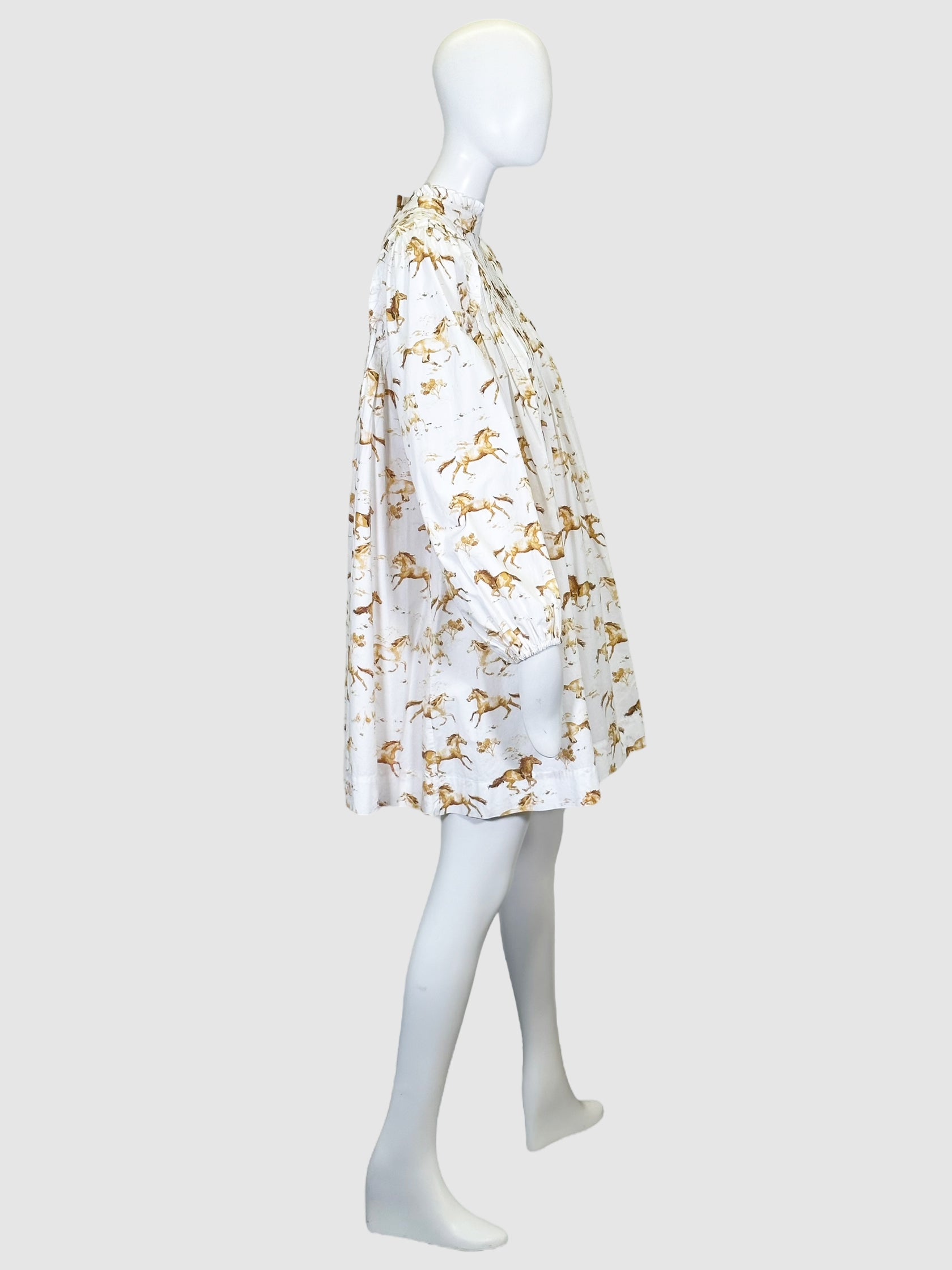 Ganni Horse Print Flared Dress - Size 40