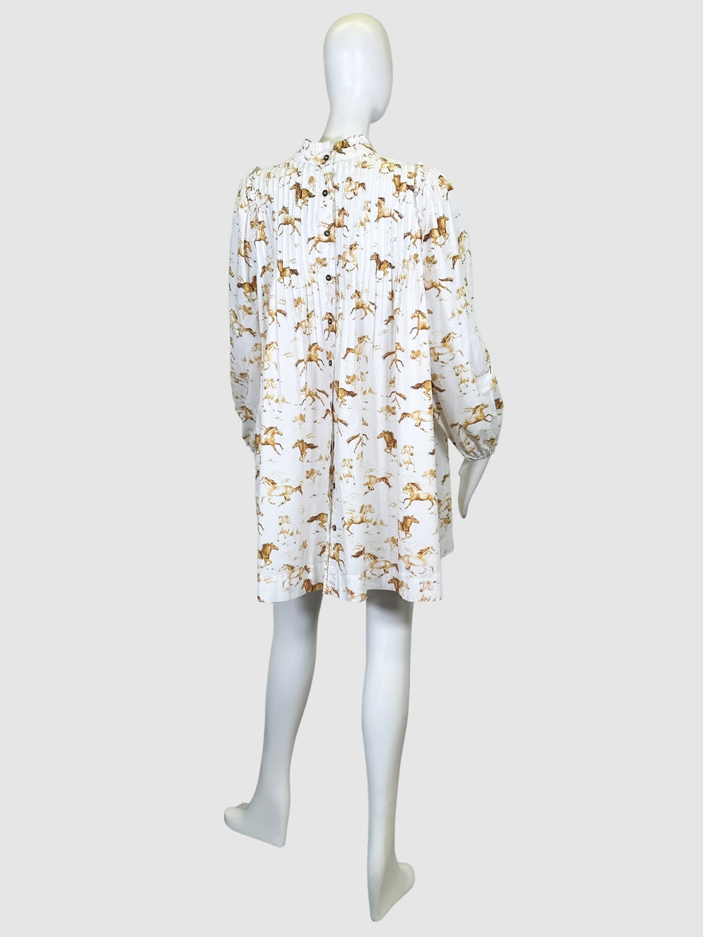 Ganni Horse Print Flared Dress - Size 40