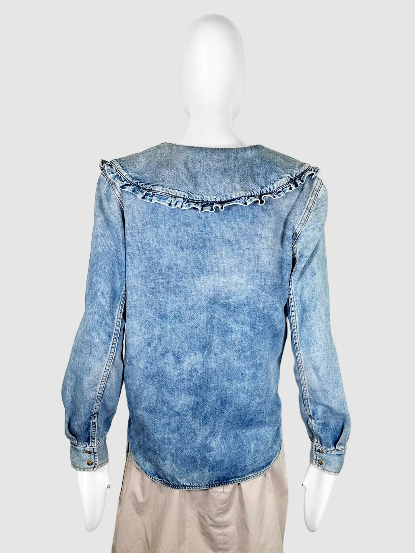 Ruffle Collar Denim Top - Size 36