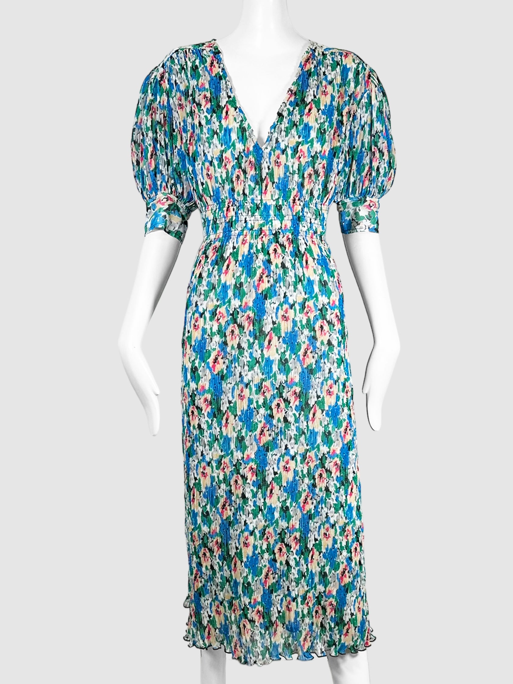Floral Pleated Maxi Dress - Size 34