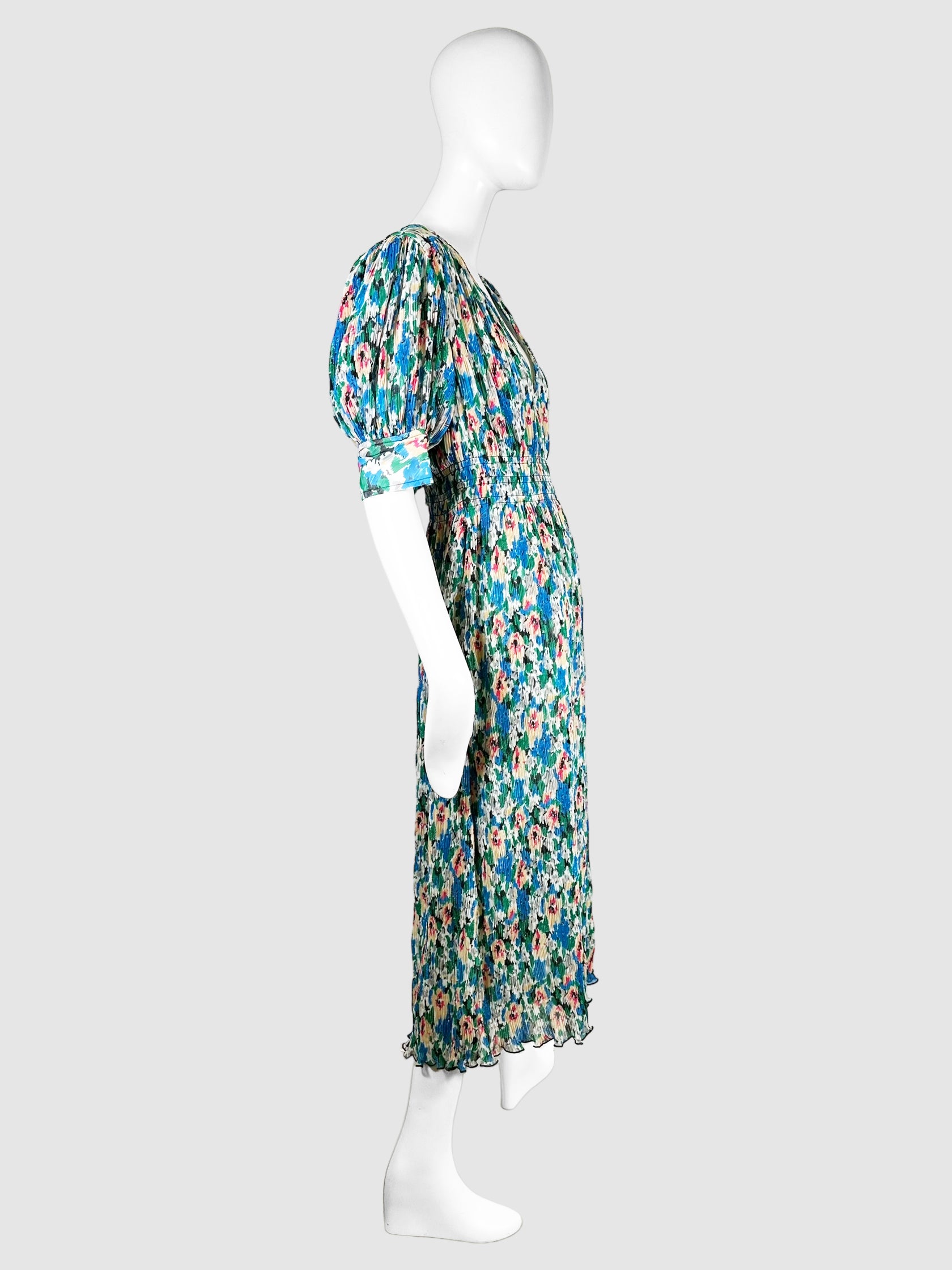Floral Pleated Maxi Dress - Size 34