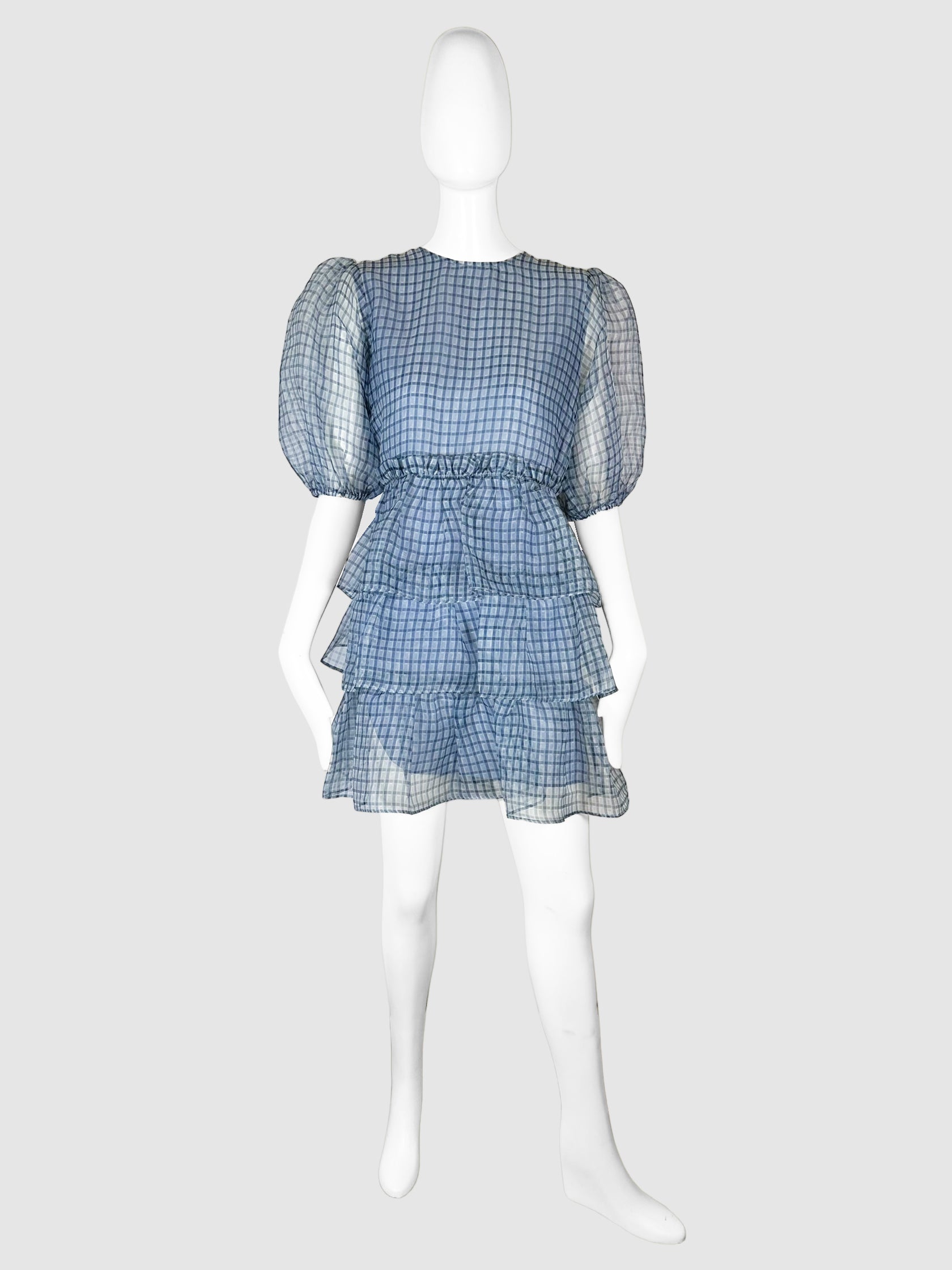 Plaid Ruffle Mini Dress - Size 40