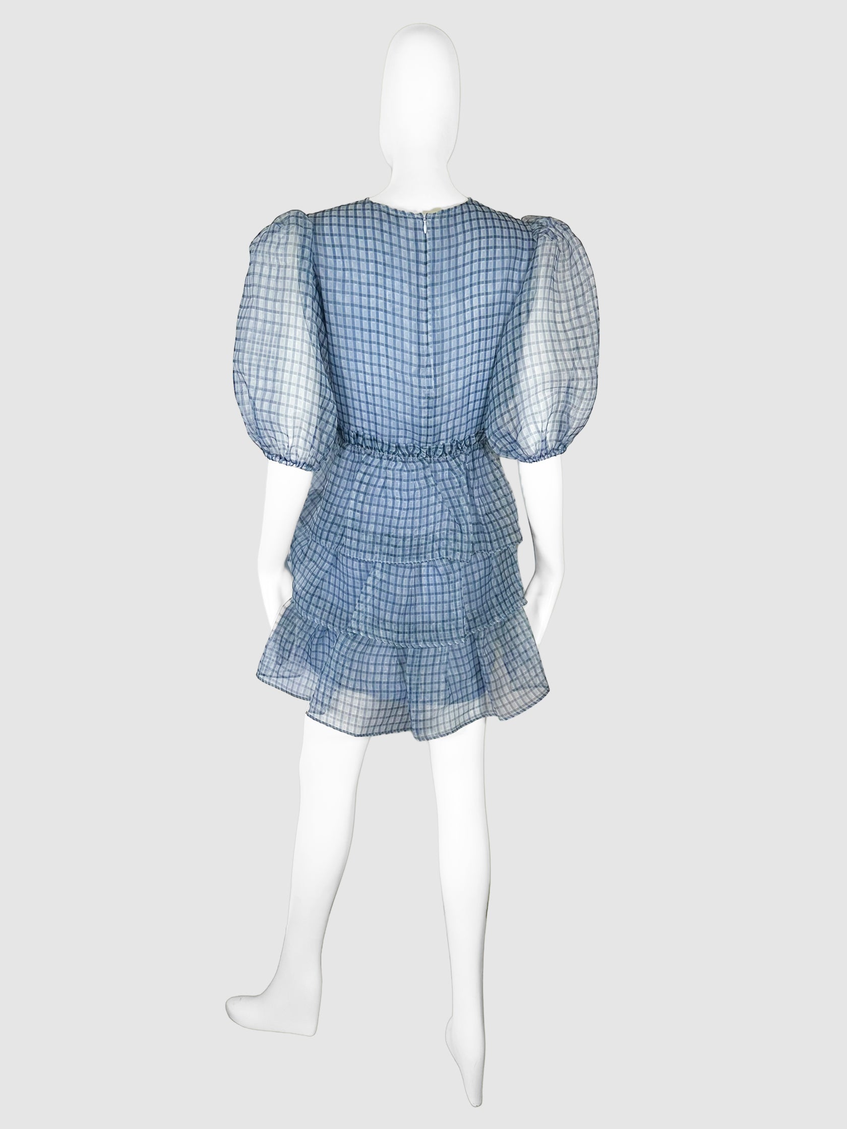Plaid Ruffle Mini Dress - Size 40