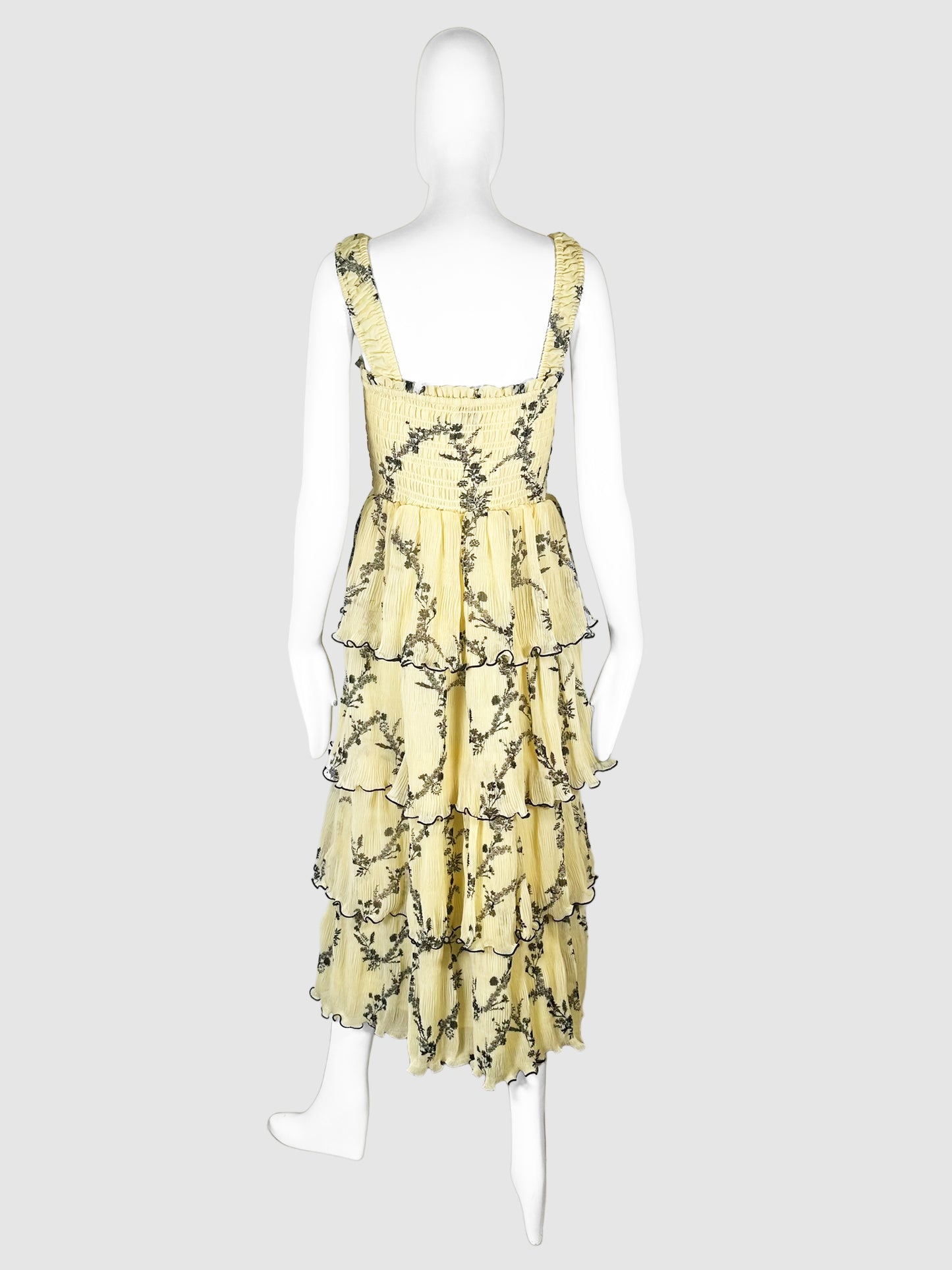 Floral Tiered Ruffle Midi Dress - Size 38