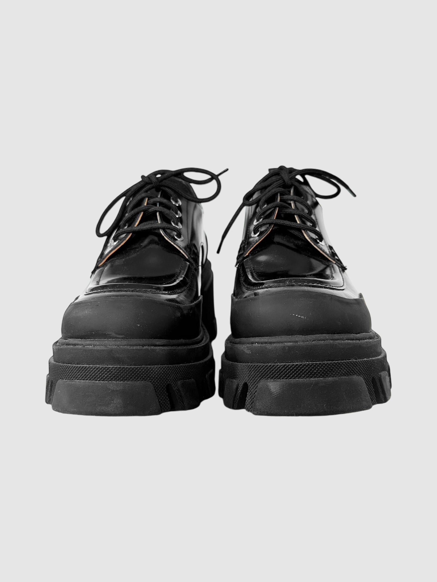 Lace-Up Platform Oxford Shoes - Size 40