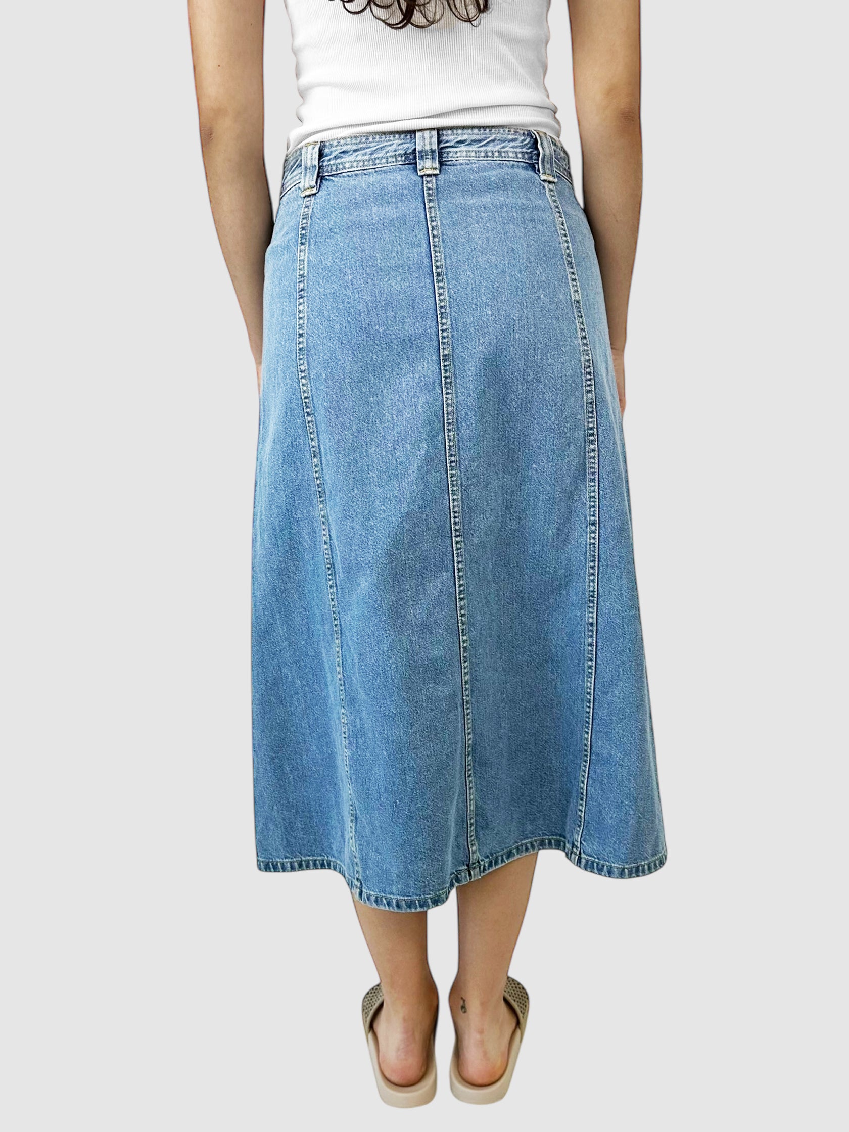 Button-Up Denim Midi Skirt - Size 42