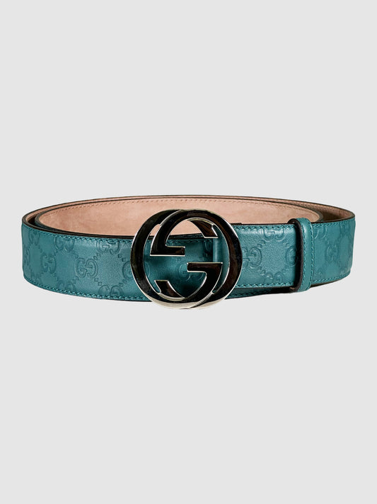 Interlocking G Logo Leather Belt - Size 46