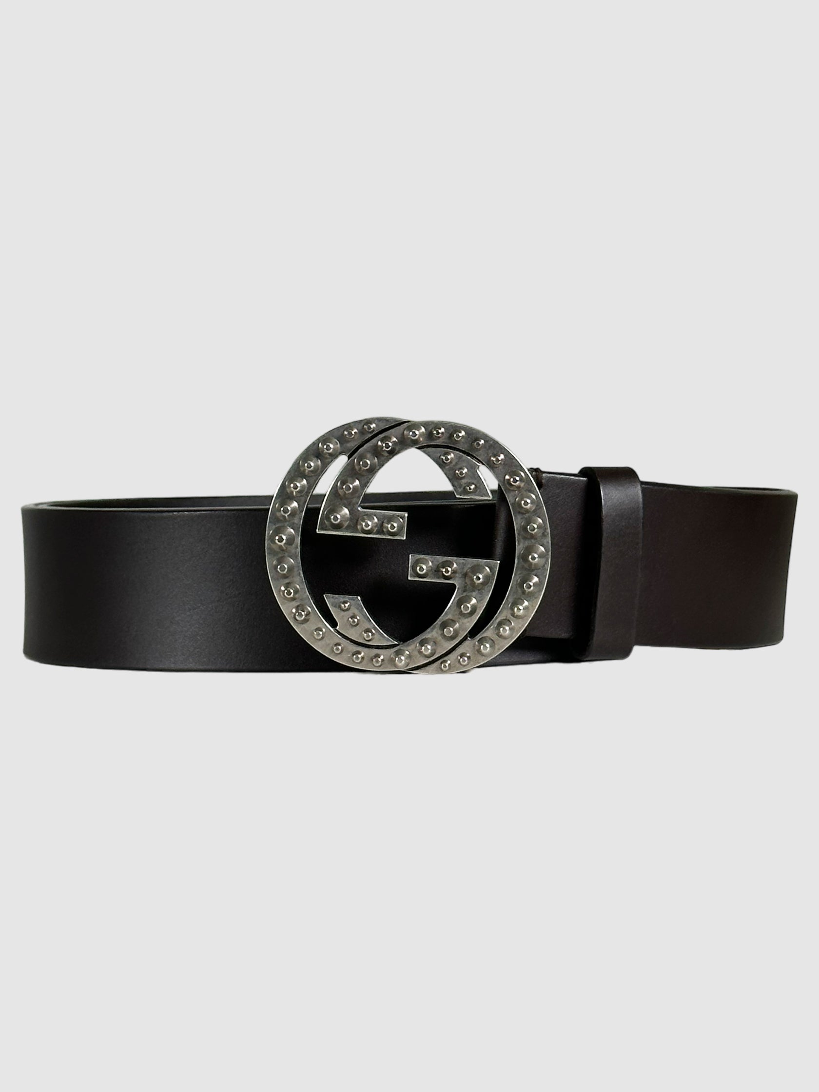 GG Leather Studded Accents Belt - Size 46