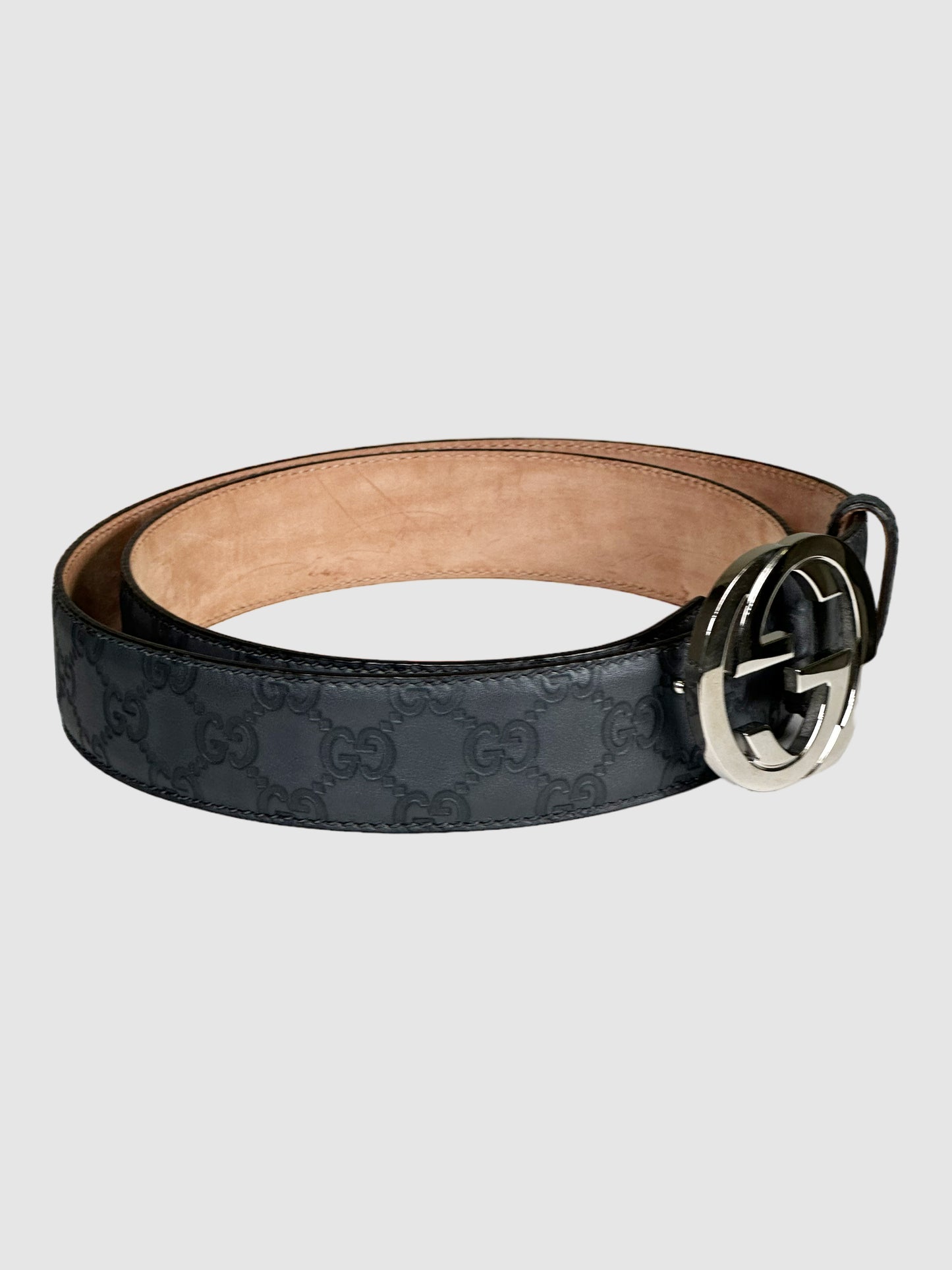 Interlocking G Logo Leather Belt - Size 44