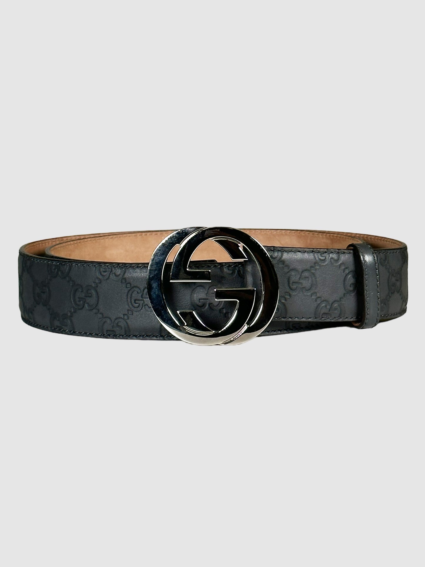 Interlocking G Logo Leather Belt - Size 44