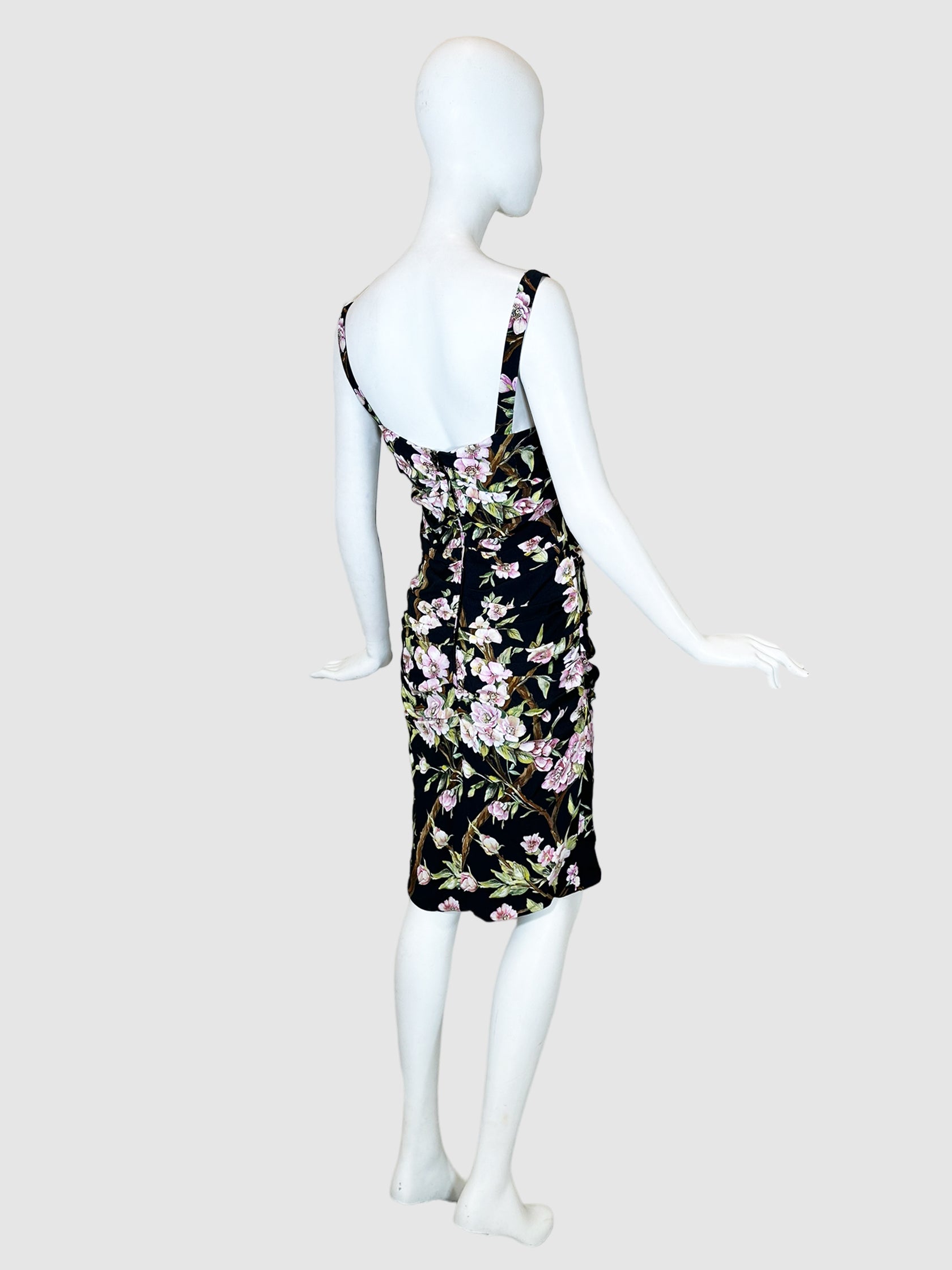 Floral Print Rushed Dress - Size 44
