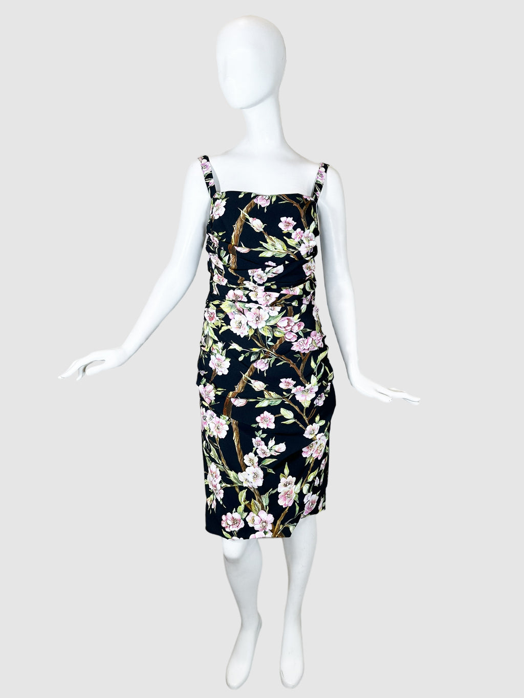 Floral Print Rushed Dress - Size 44
