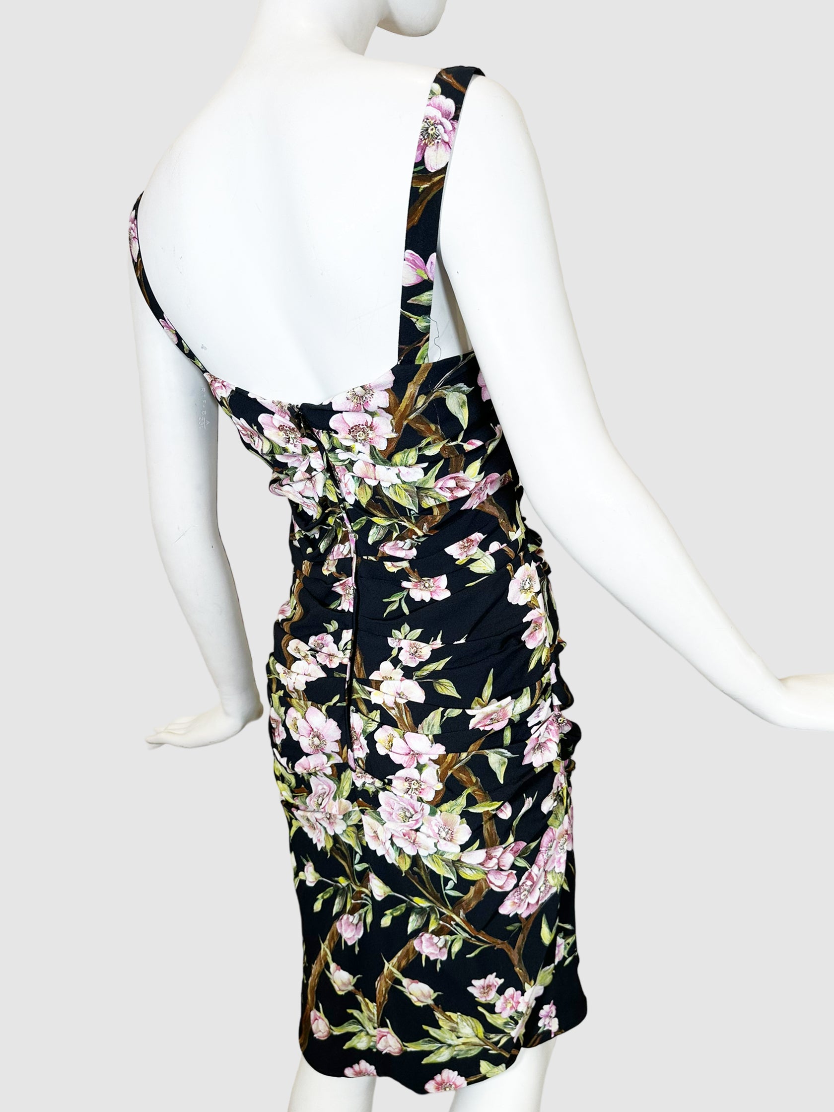 Floral Print Rushed Dress - Size 44
