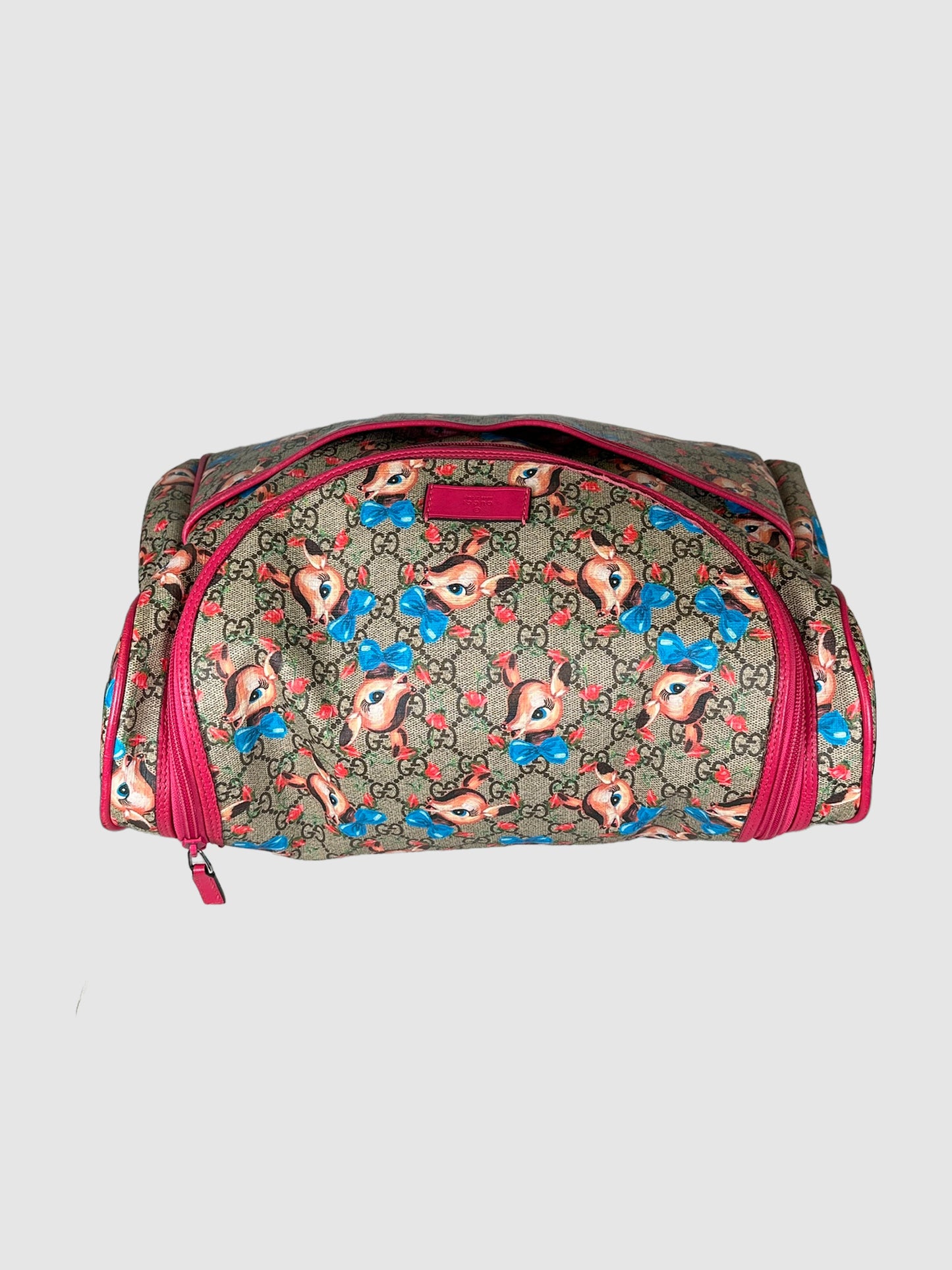 GG Supreme Monogram Fawn Print Diaper Bag