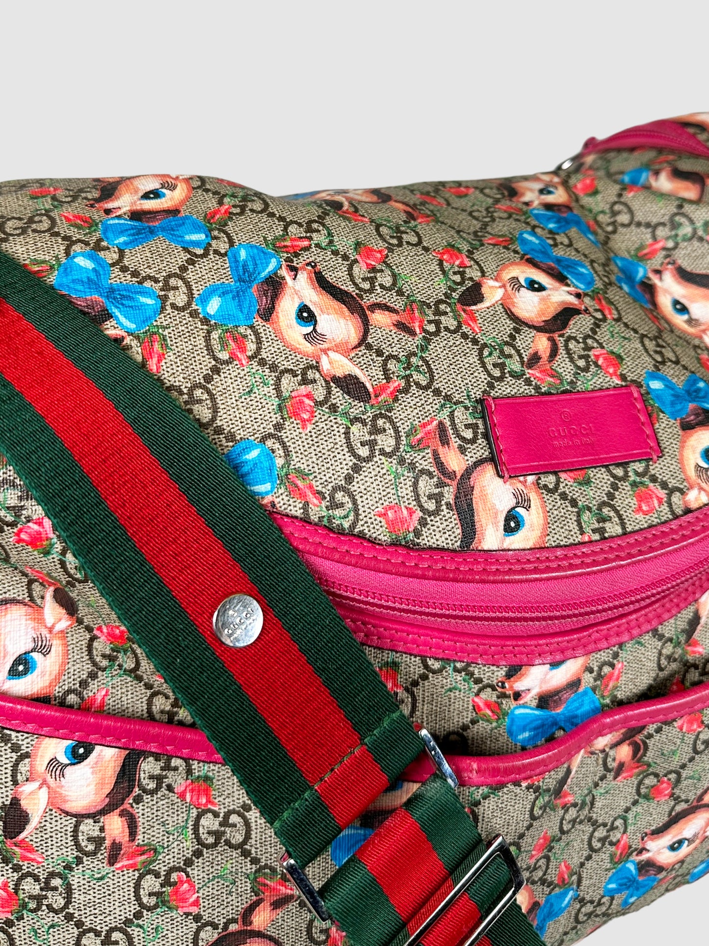 GG Supreme Monogram Fawn Print Diaper Bag