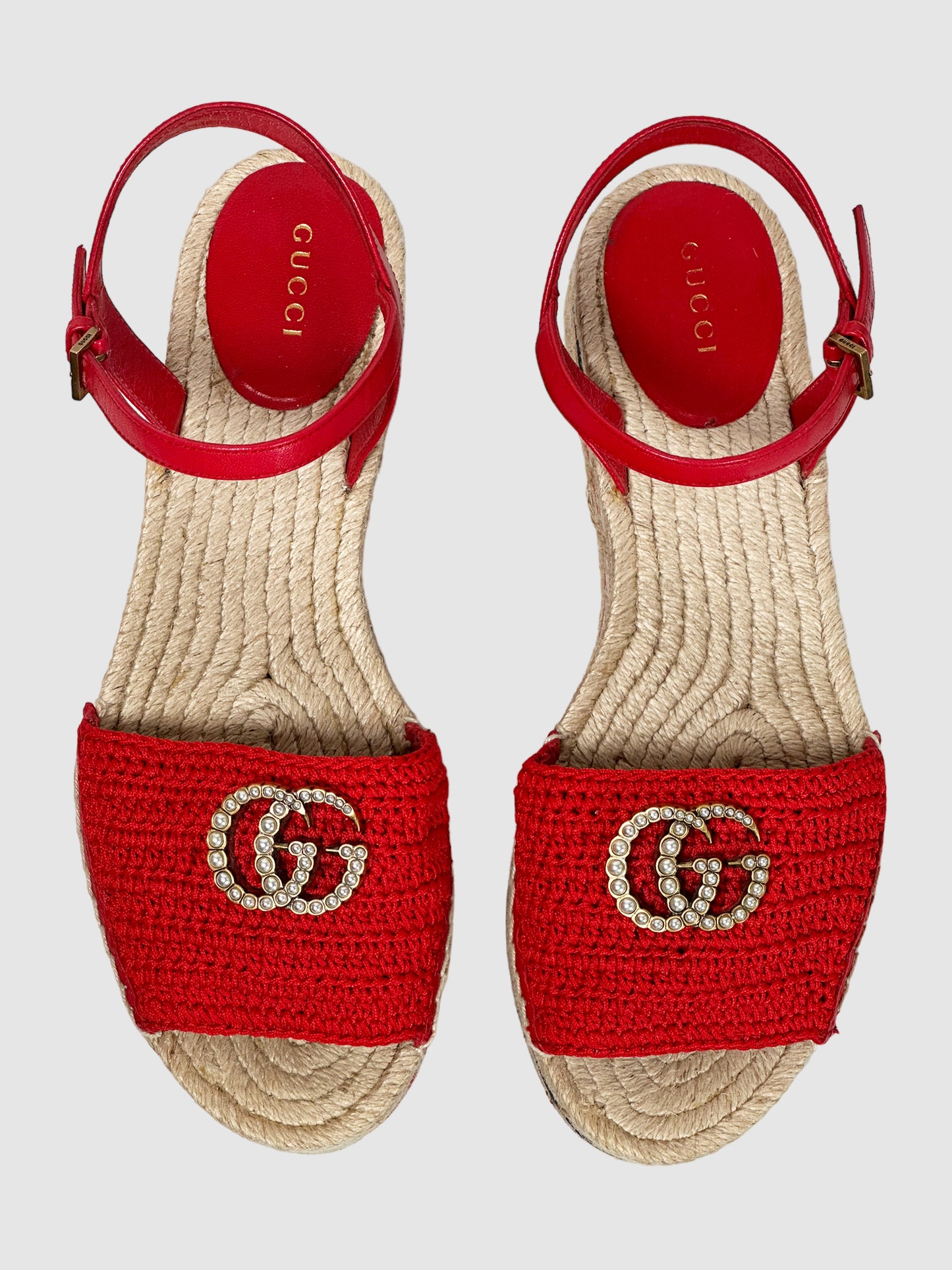 Gucci Double G Logo Crochet Trim Espadrilles - Size 39