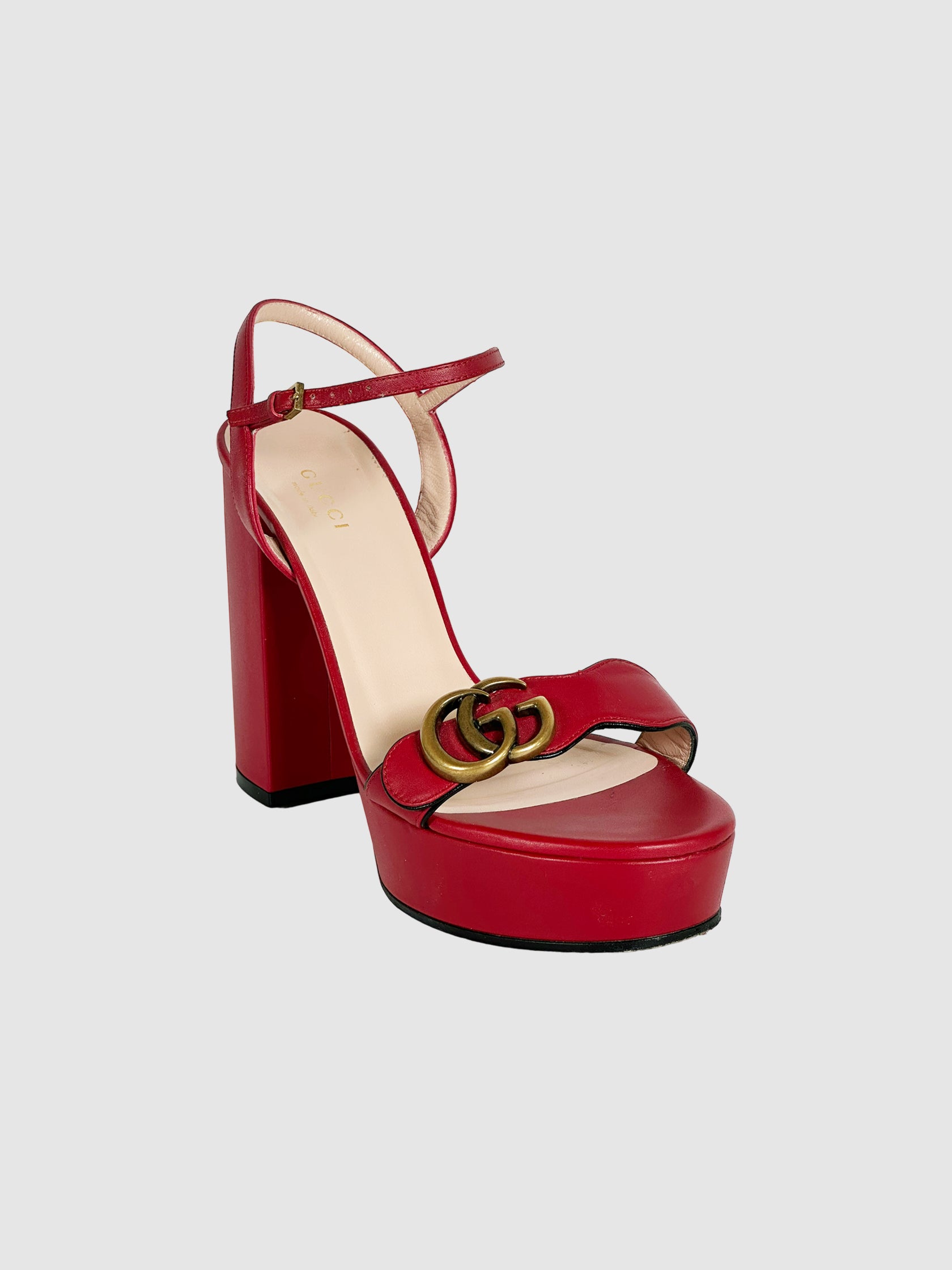 GG Marmont Leather Sandals - Size 38.5