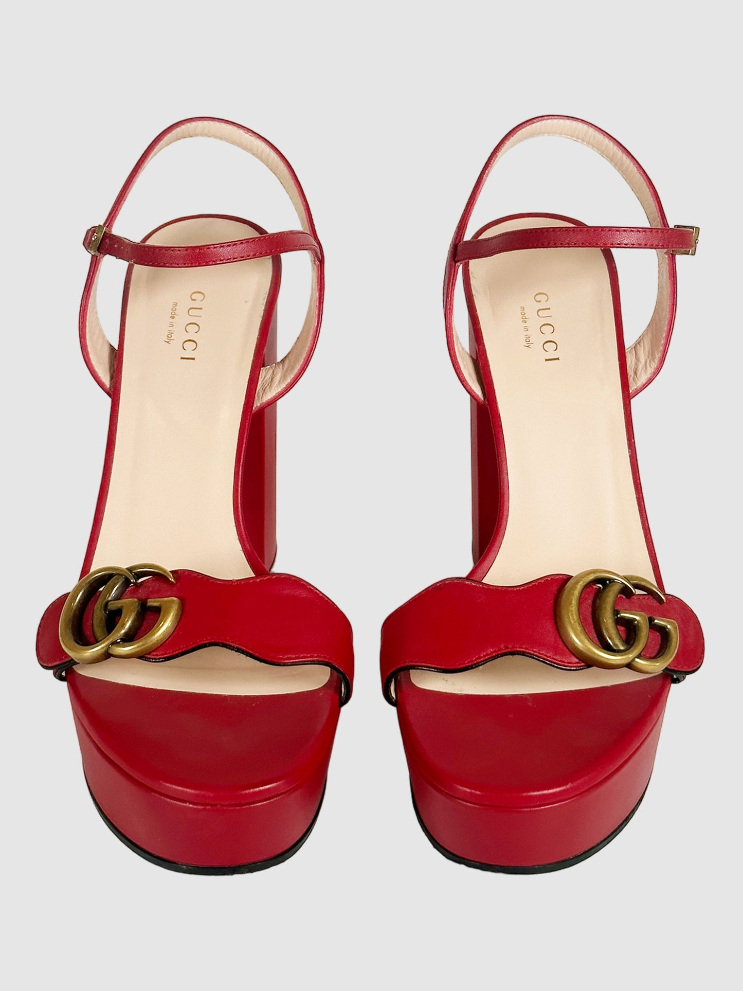 Gucci GG Marmont Leather Sandals - Size 38.5