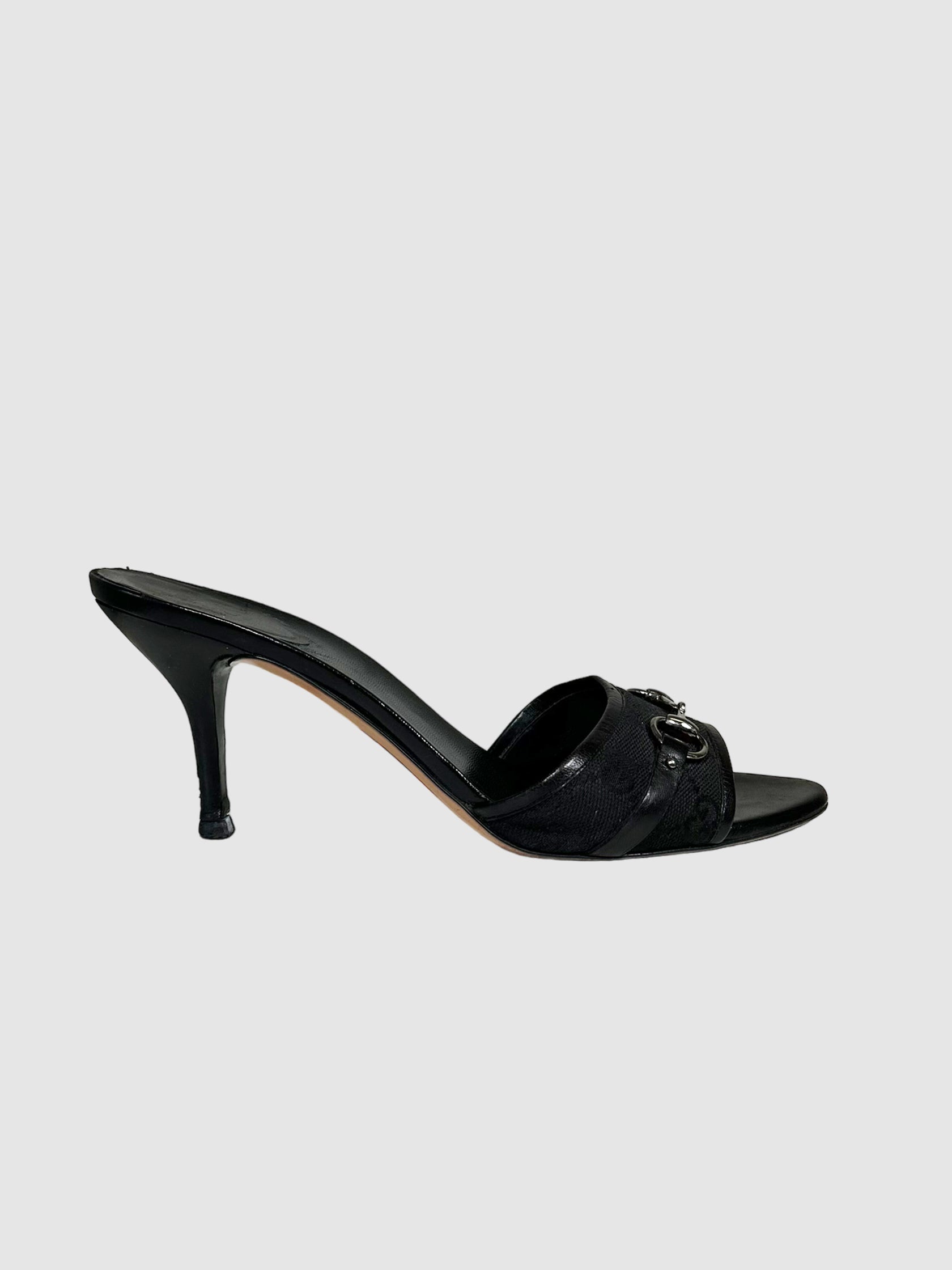 GG Monogram Horsebit Accent Mules - Size 8