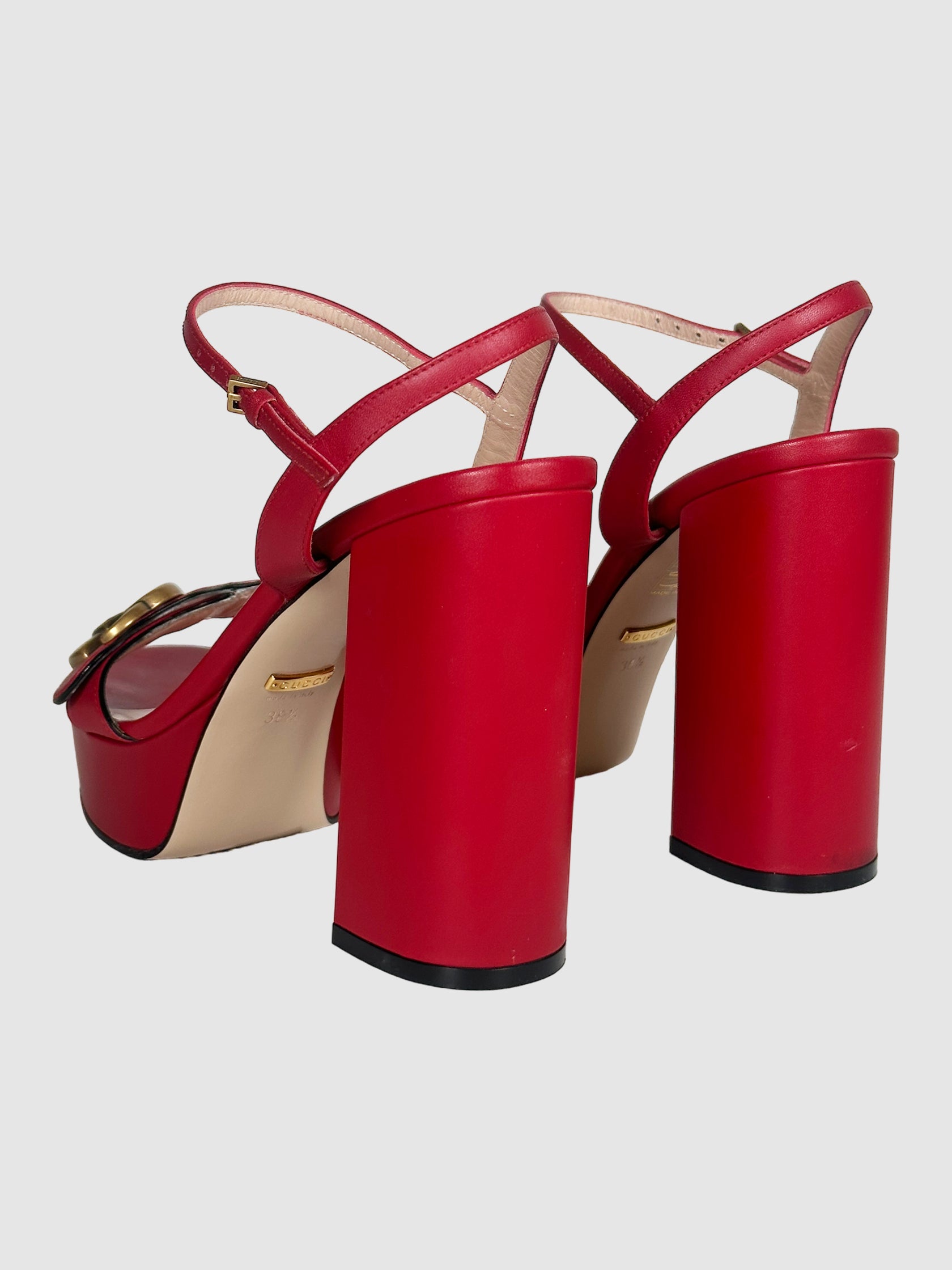 GG Marmont Leather Sandals - Size 38.5