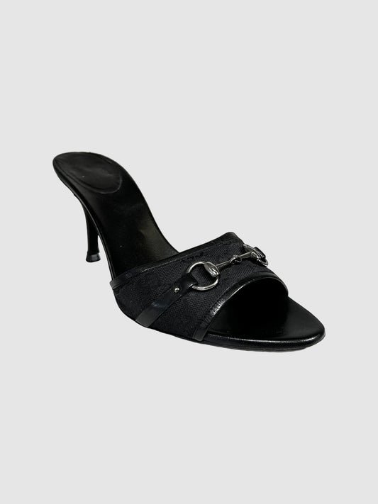 GG Monogram Horsebit Accent Mules - Size 8