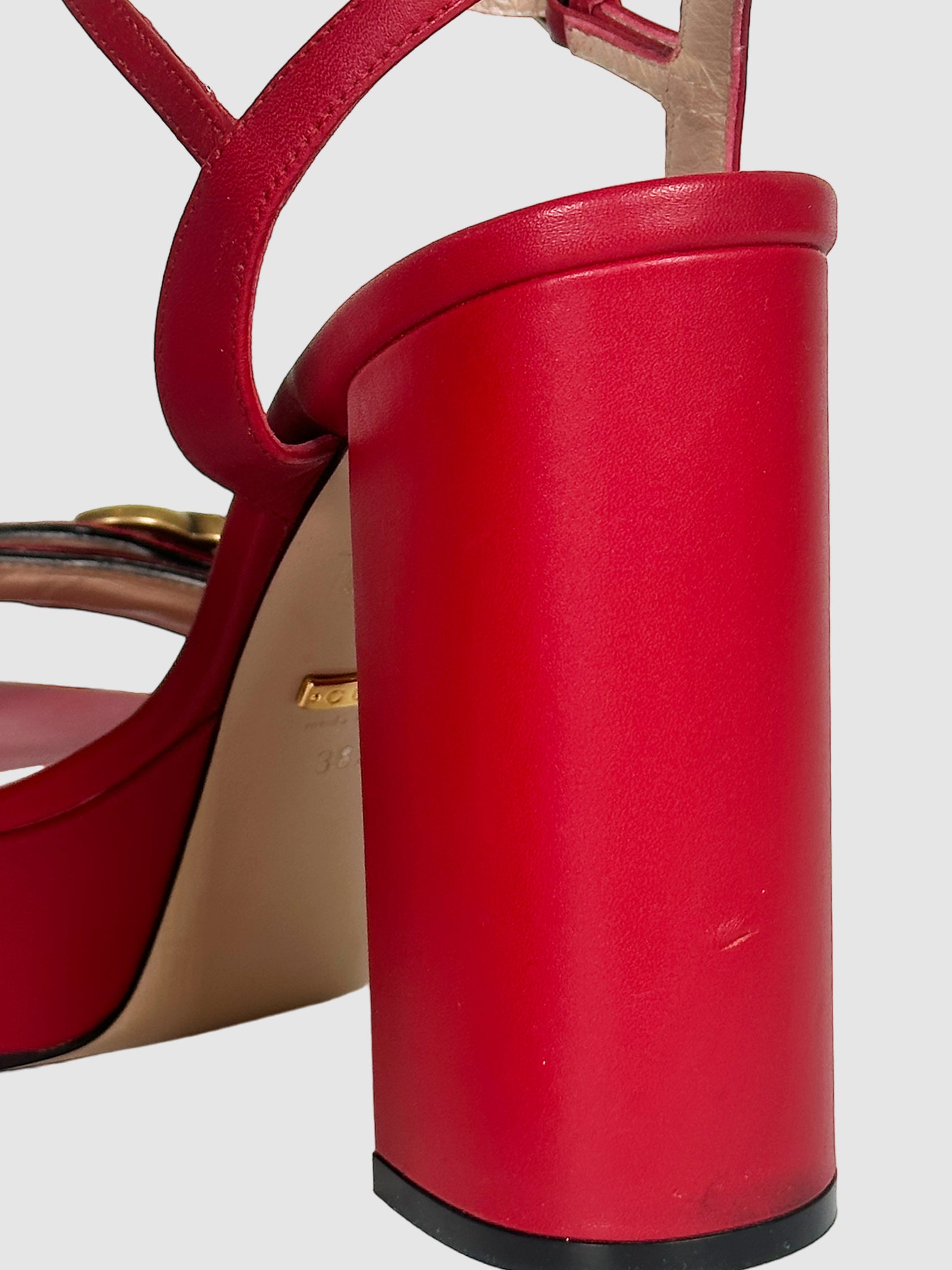 GG Marmont Leather Sandals - Size 38.5