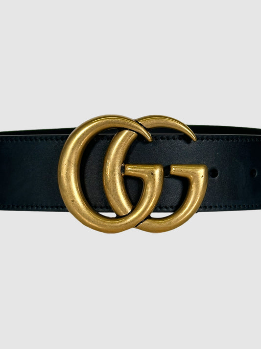 Running GG Logo Leather Belt