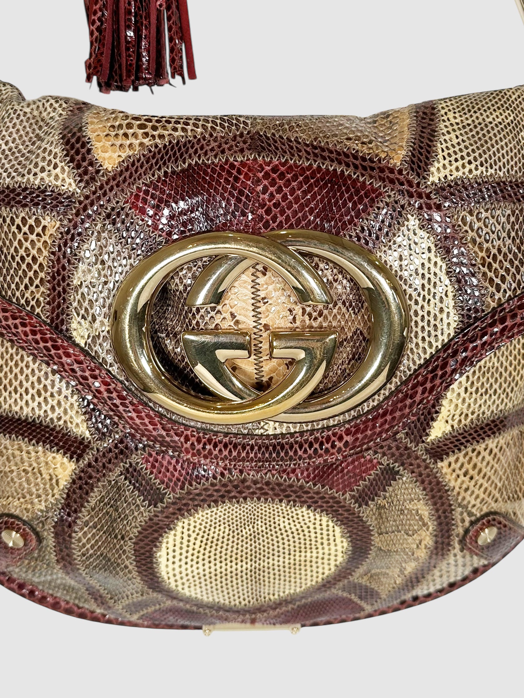 Medium Python Patchwork Britt Tassel Bag