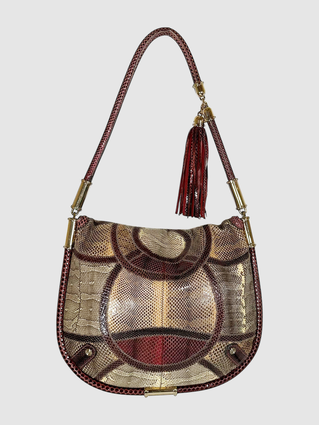Medium Python Patchwork Britt Tassel Bag