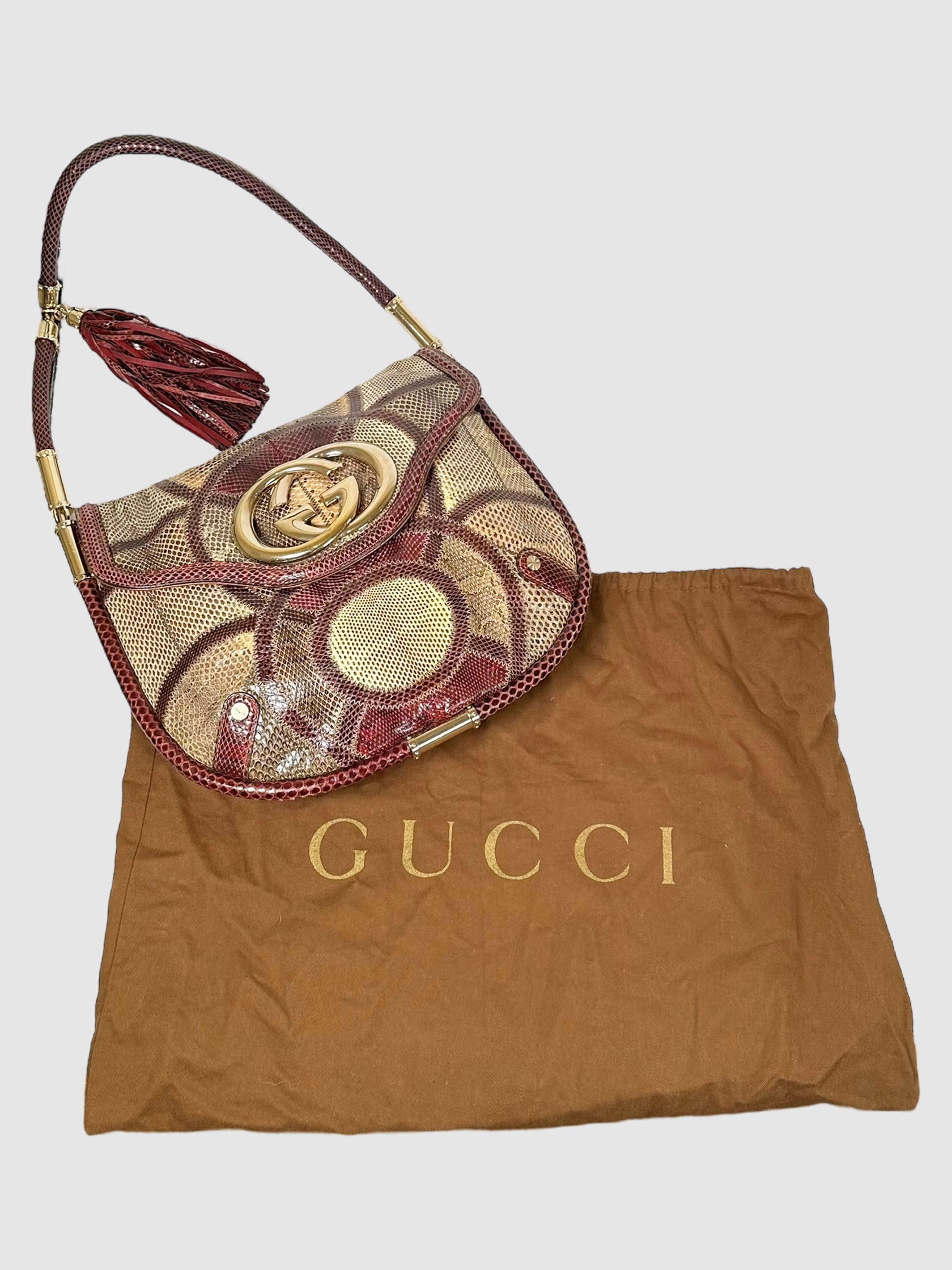 Medium Python Patchwork Britt Tassel Bag