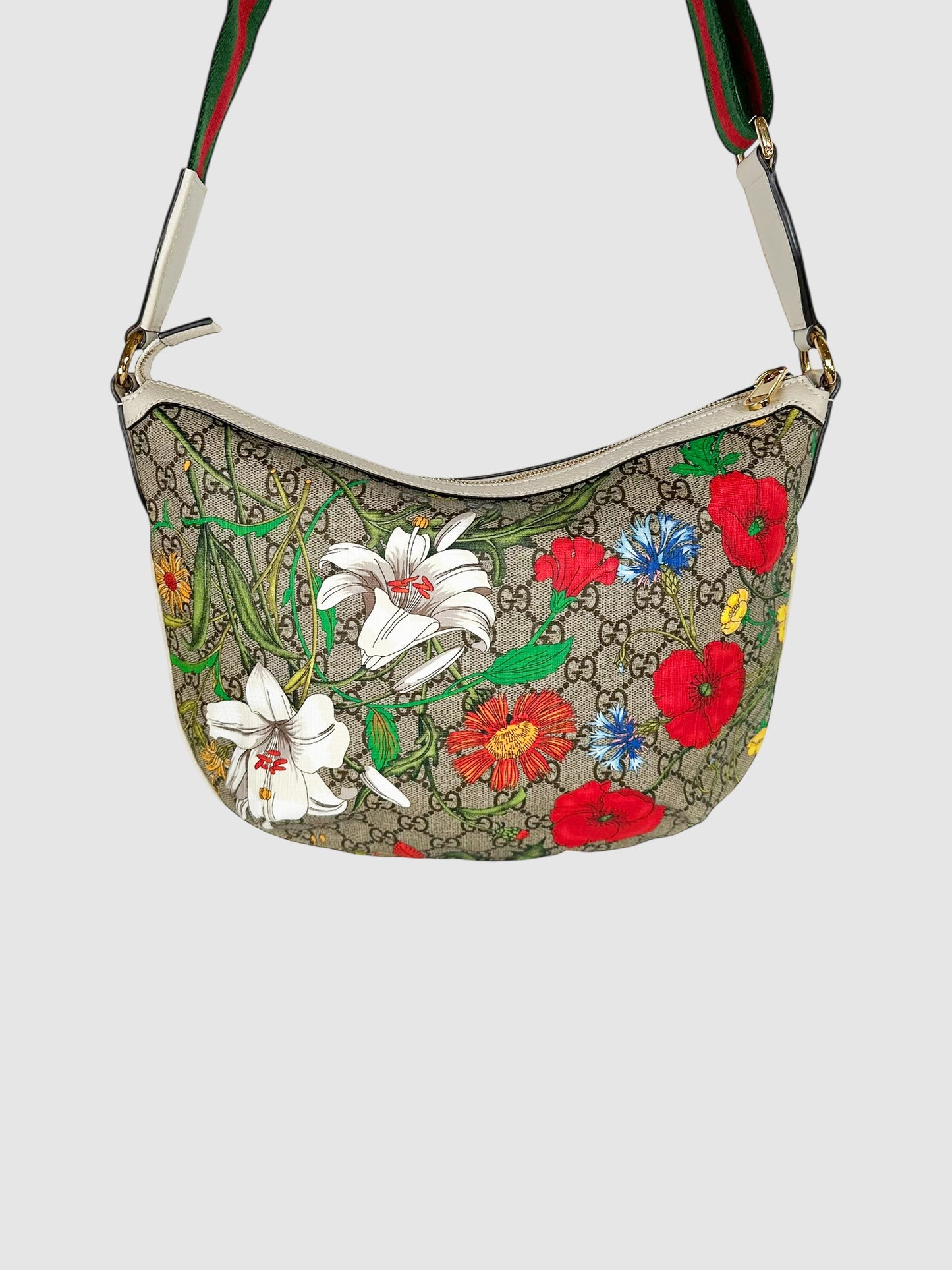 GG Supreme Flora Ophidia Half Moon Bag