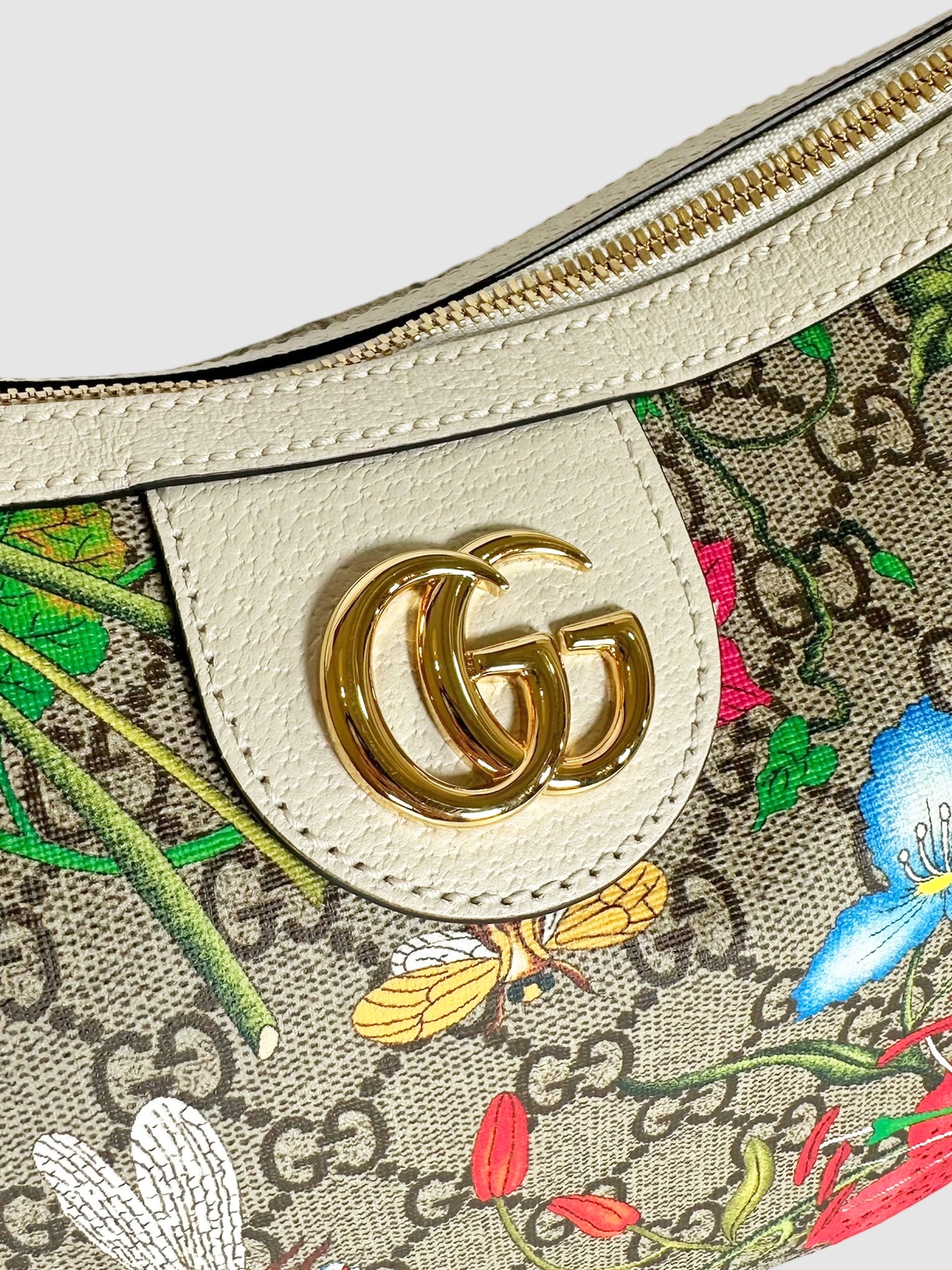 GG Supreme Flora Ophidia Half Moon Bag