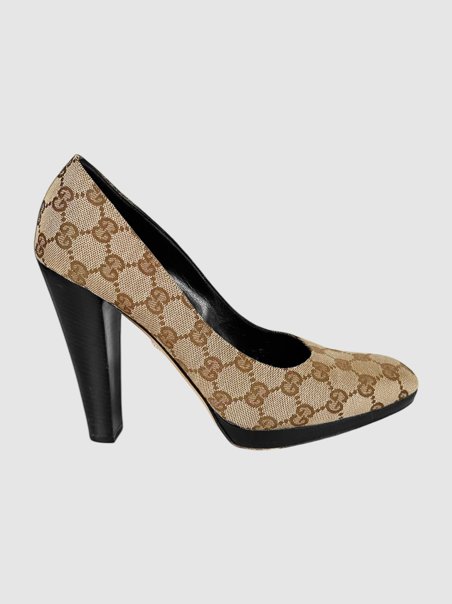 Monogram Canvas Block Heel Pumps - Size 40