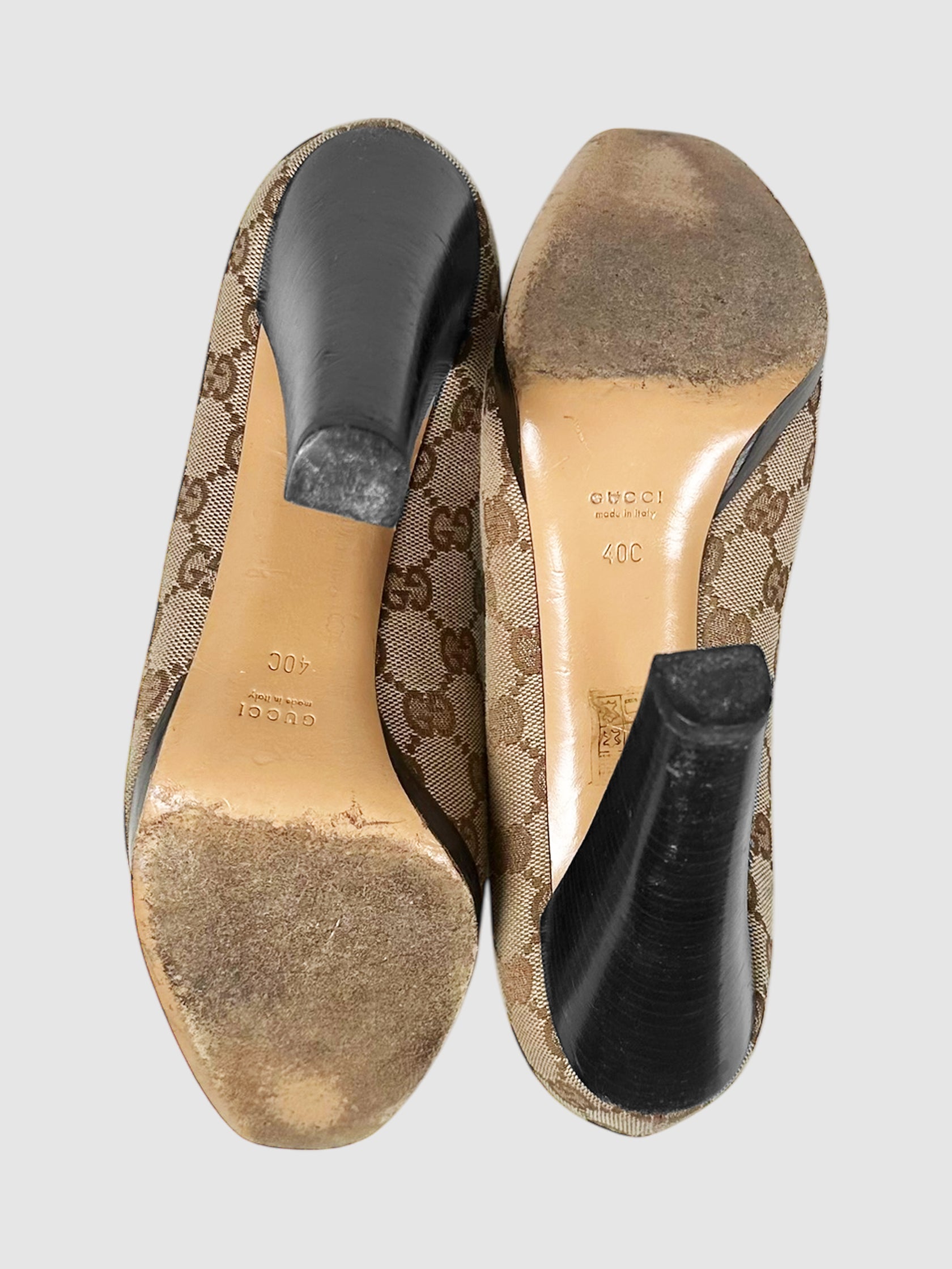 Monogram Canvas Block Heel Pumps - Size 40