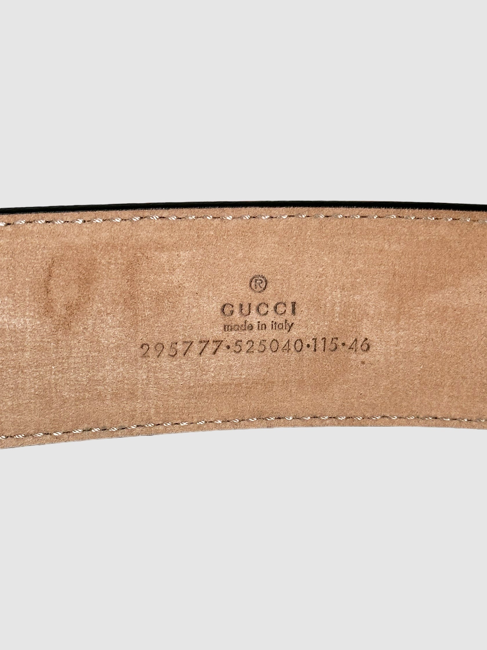 GG Canvas Leather Belt - Size 46
