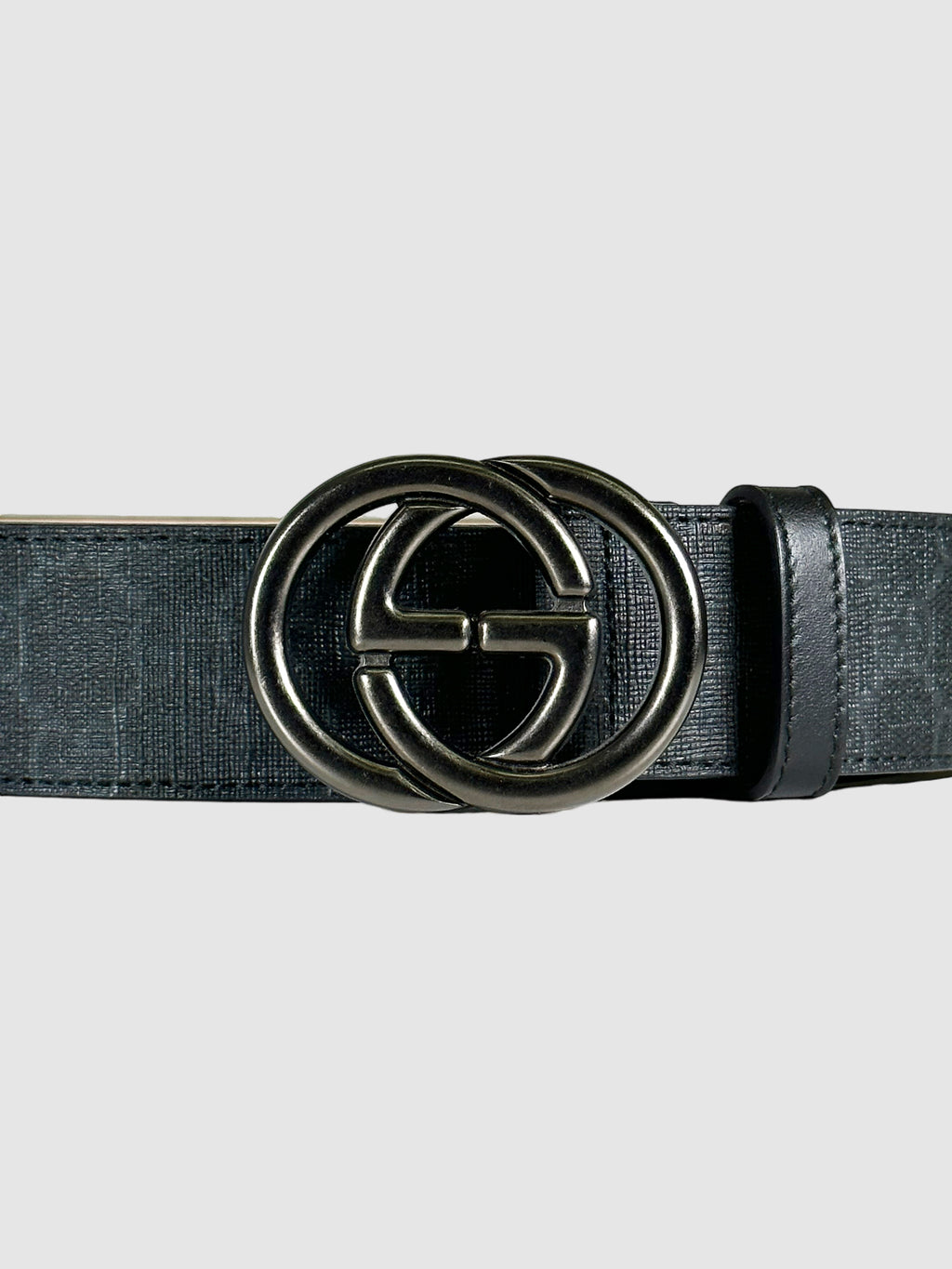GG Canvas Leather Belt - Size 46