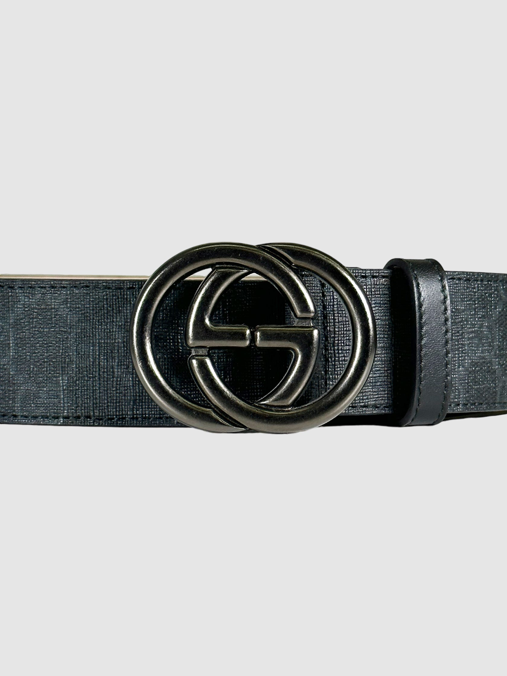 GG Canvas Leather Belt - Size 46