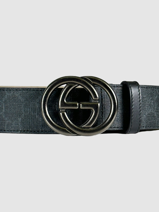 Gucci GG Canvas Leather Belt - Size 46